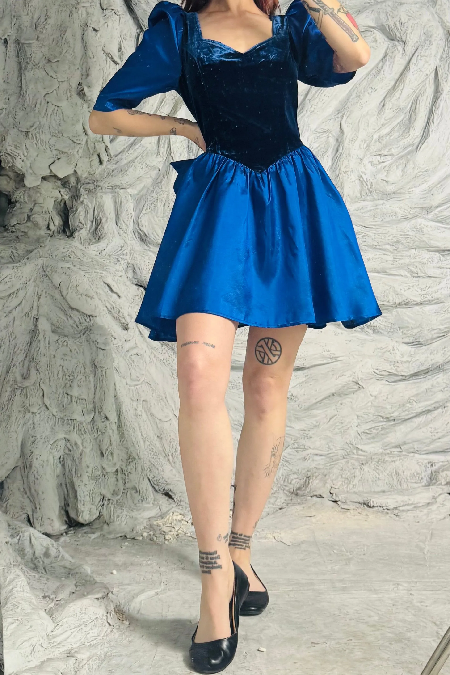 SAMPLE #100 - S Blue Velvet Satin Mini sold by Fashion Brand Company