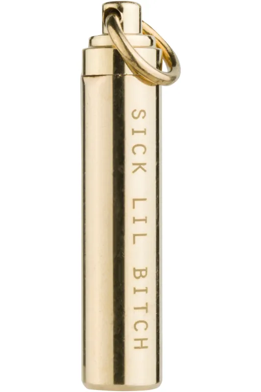 SICK LIL BITCH Brass Pill Holder Keychain sold by Fashion Brand Company