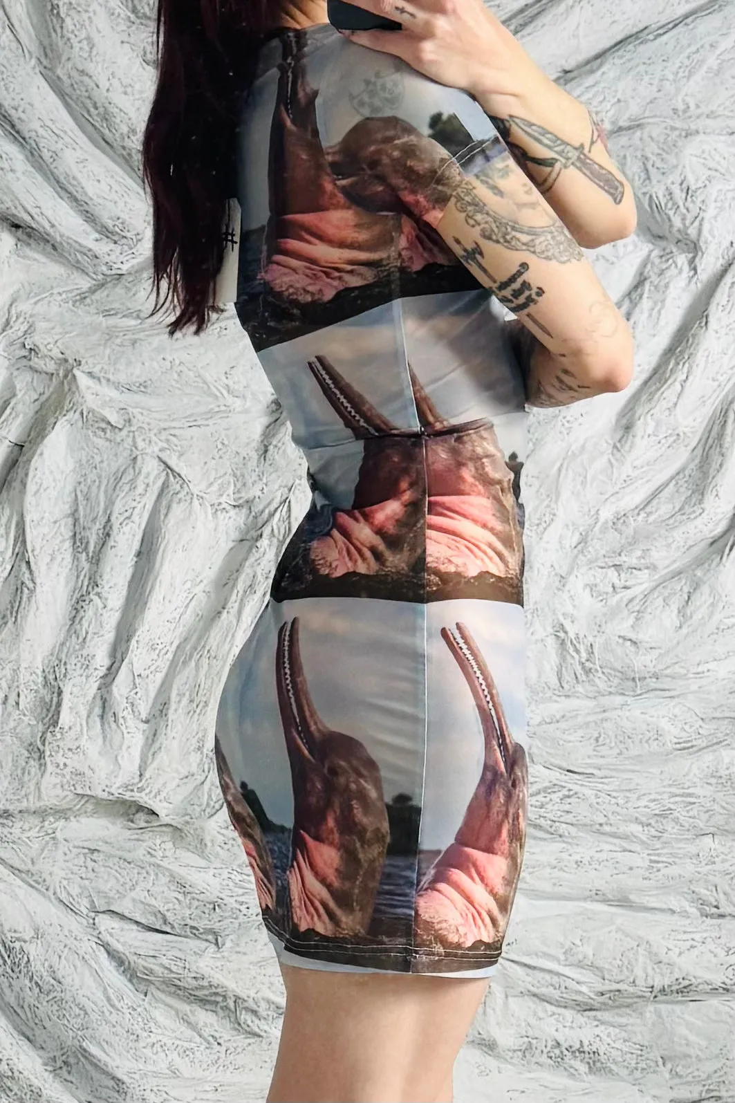 SAMPLE #13 - S Mesh Dolphin Mini Dress sold by Fashion Brand Company product image thumbnail 3