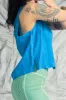SAMPLE #97 - S Blue Japanese Cupro Tank sold by Fashion Brand Company