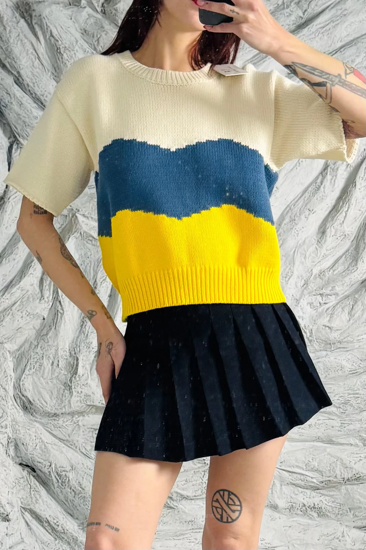 SAMPLE #30 - S Stripe Knit Cotton SweaterTop sold by Fashion Brand Company