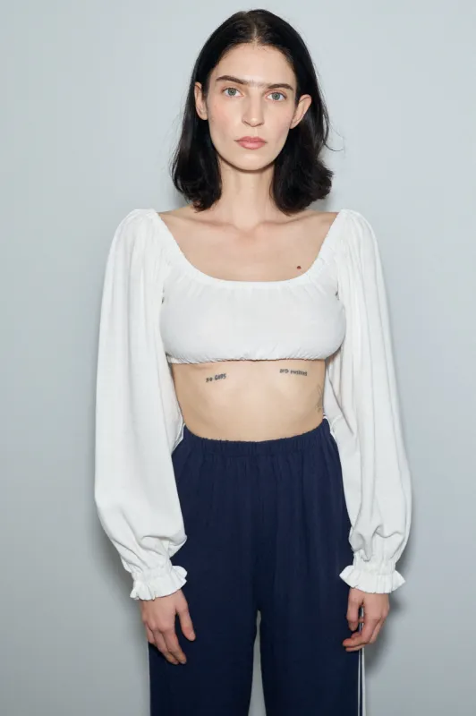 Long Sleeve Wench Top Soft Linen White sold by Fashion Brand Company