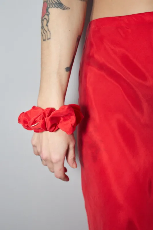 Red Cupro Small Scrunchie made by Fashion Brand Company