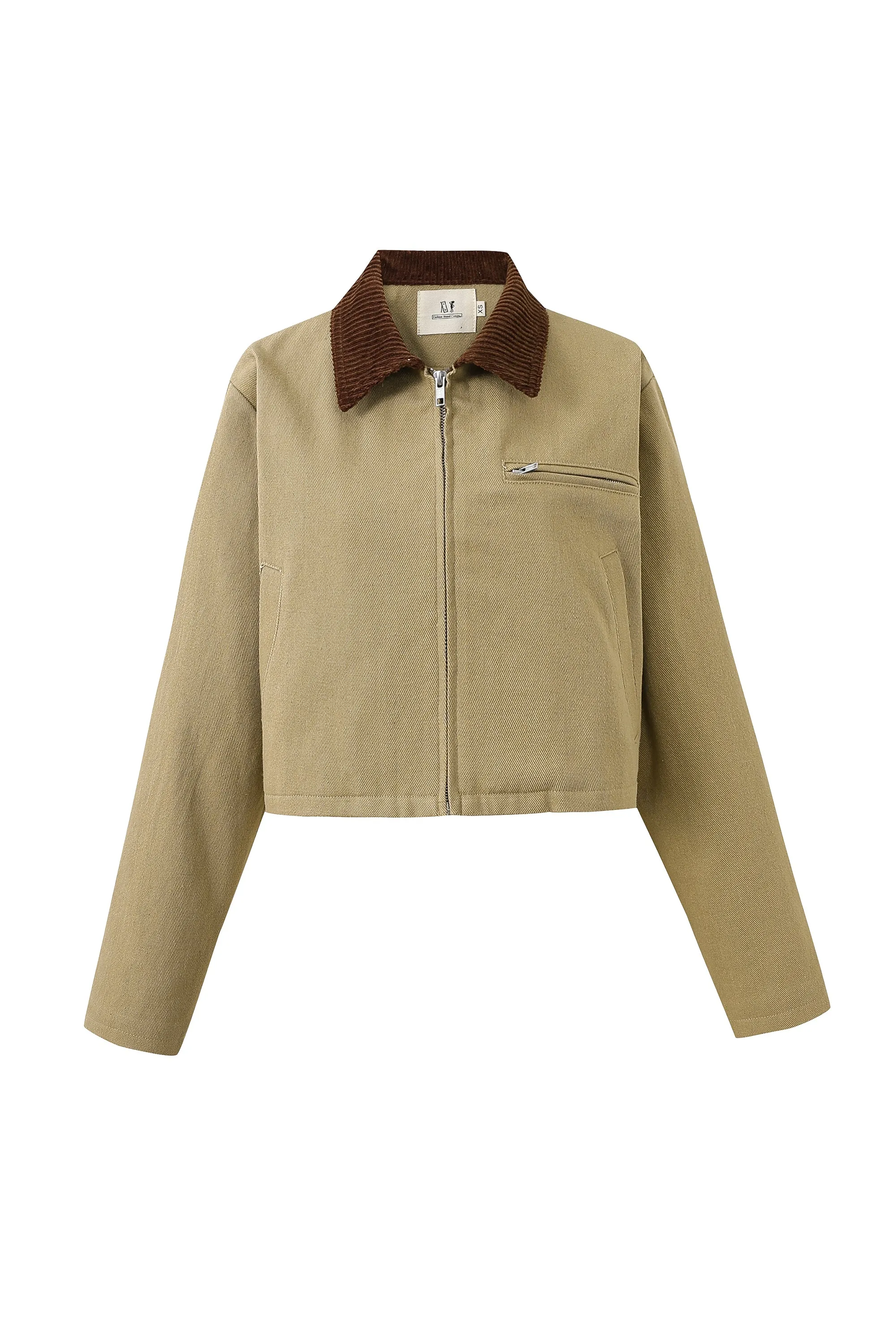 1 left.- Canvas Construction Crop Jacket in Khaki/Brown sold by Fashion Brand Company product image thumbnail 5