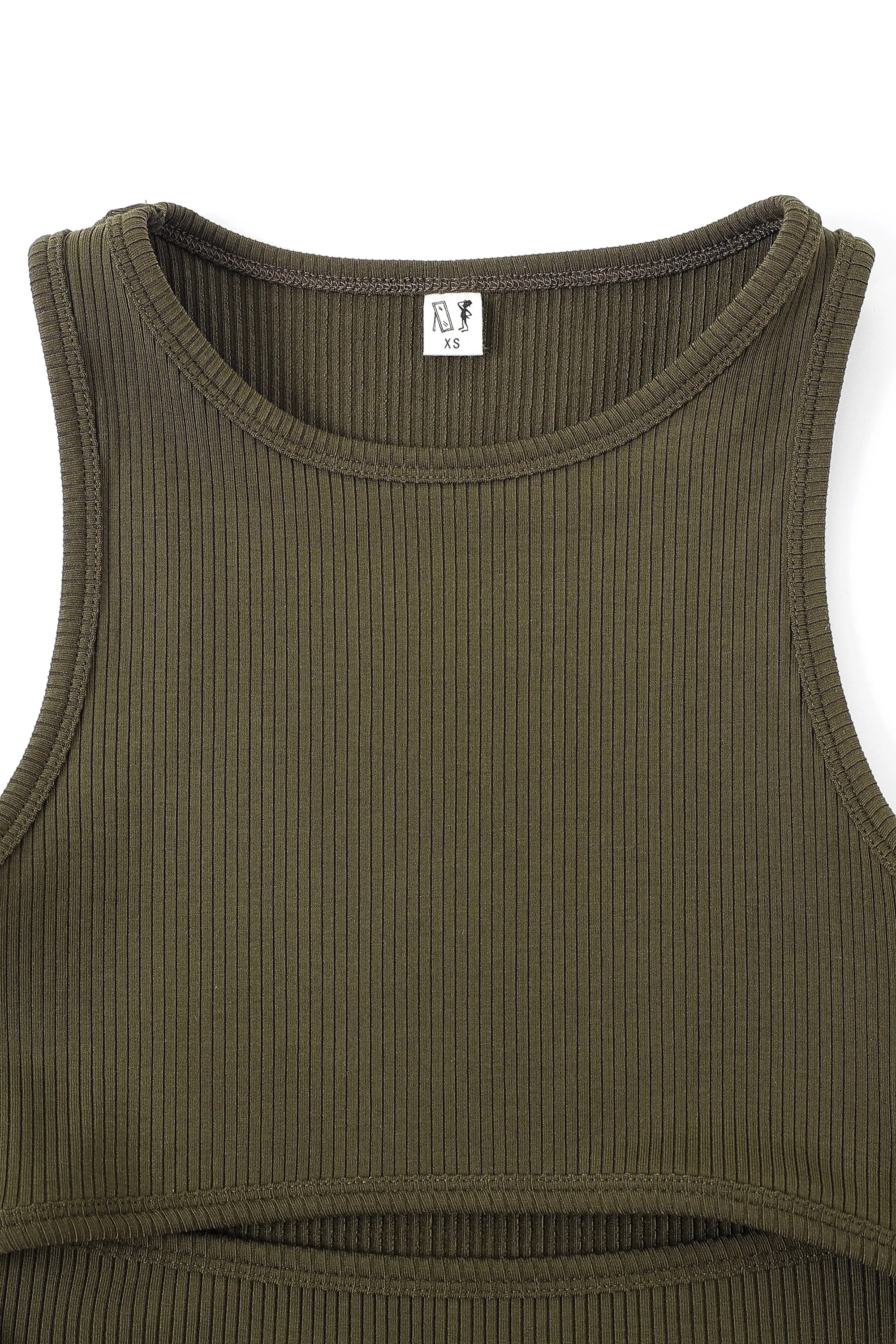 1 left - Underboob Tencel Rib Tank Coffee sold by Fashion Brand Company product image thumbnail 4