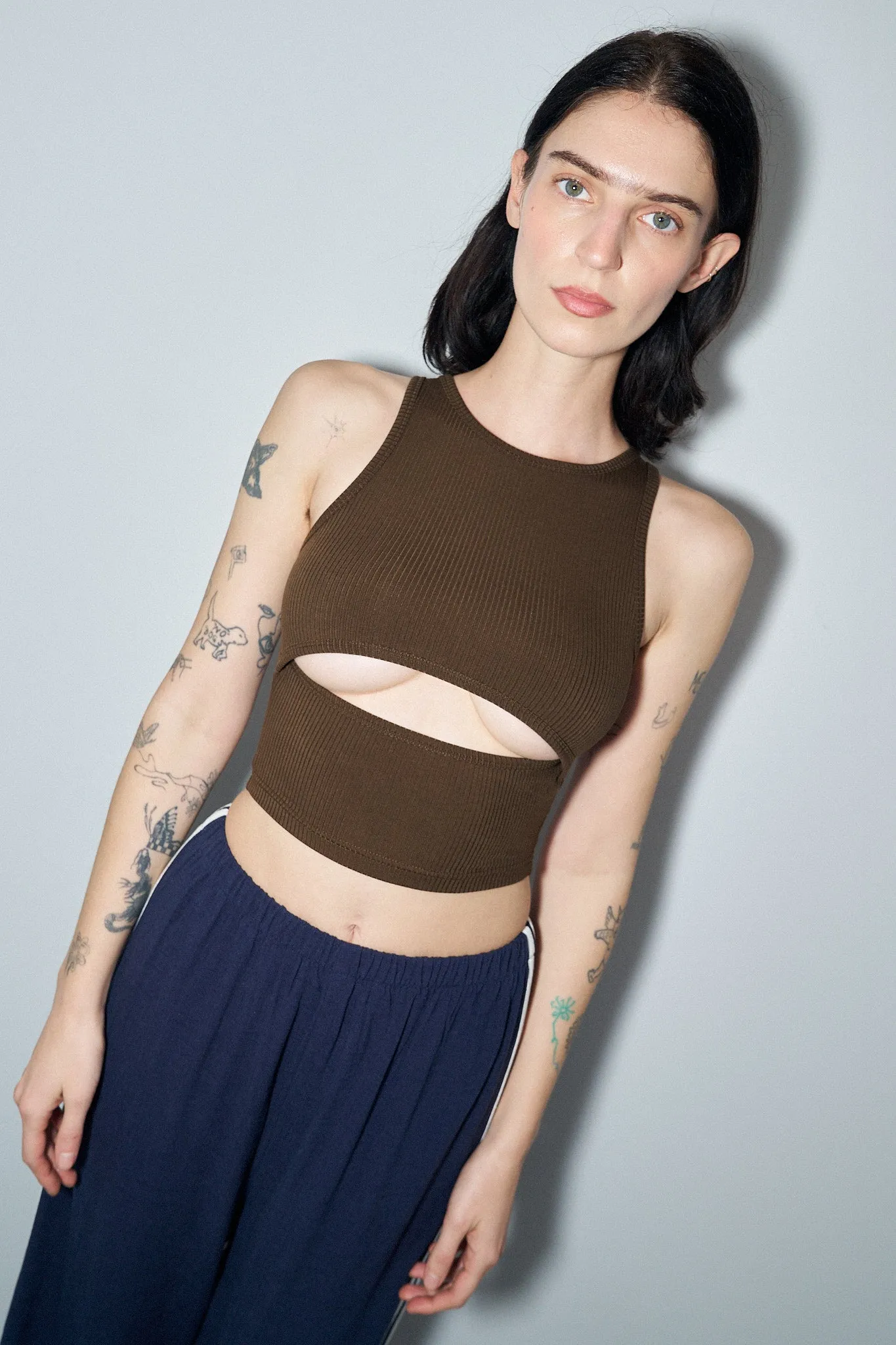1 left - Underboob Tencel Rib Tank Coffee sold by Fashion Brand Company product image thumbnail 5