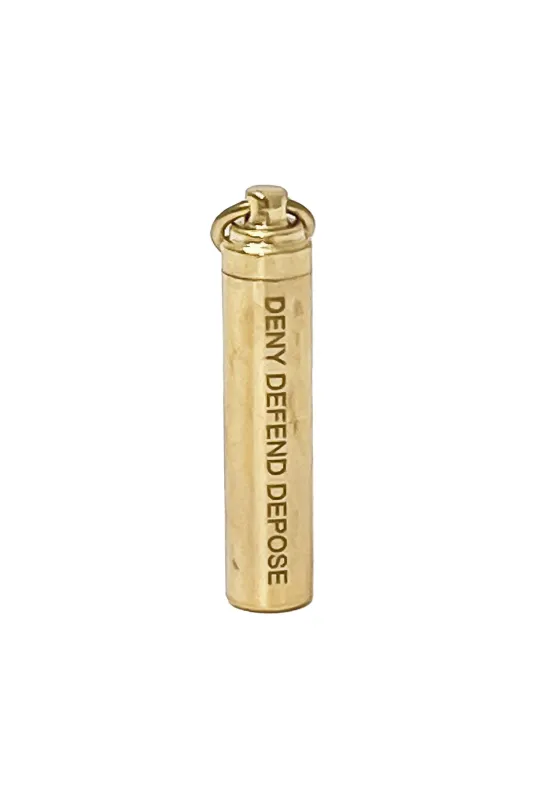 3 left - DENY DEFEND DEPOSE Brass Pill Holder Keychain made by Fashion Brand Company