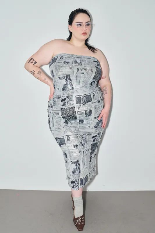 1 left - Back Pages Mesh Strapless Dress made by Fashion Brand Company