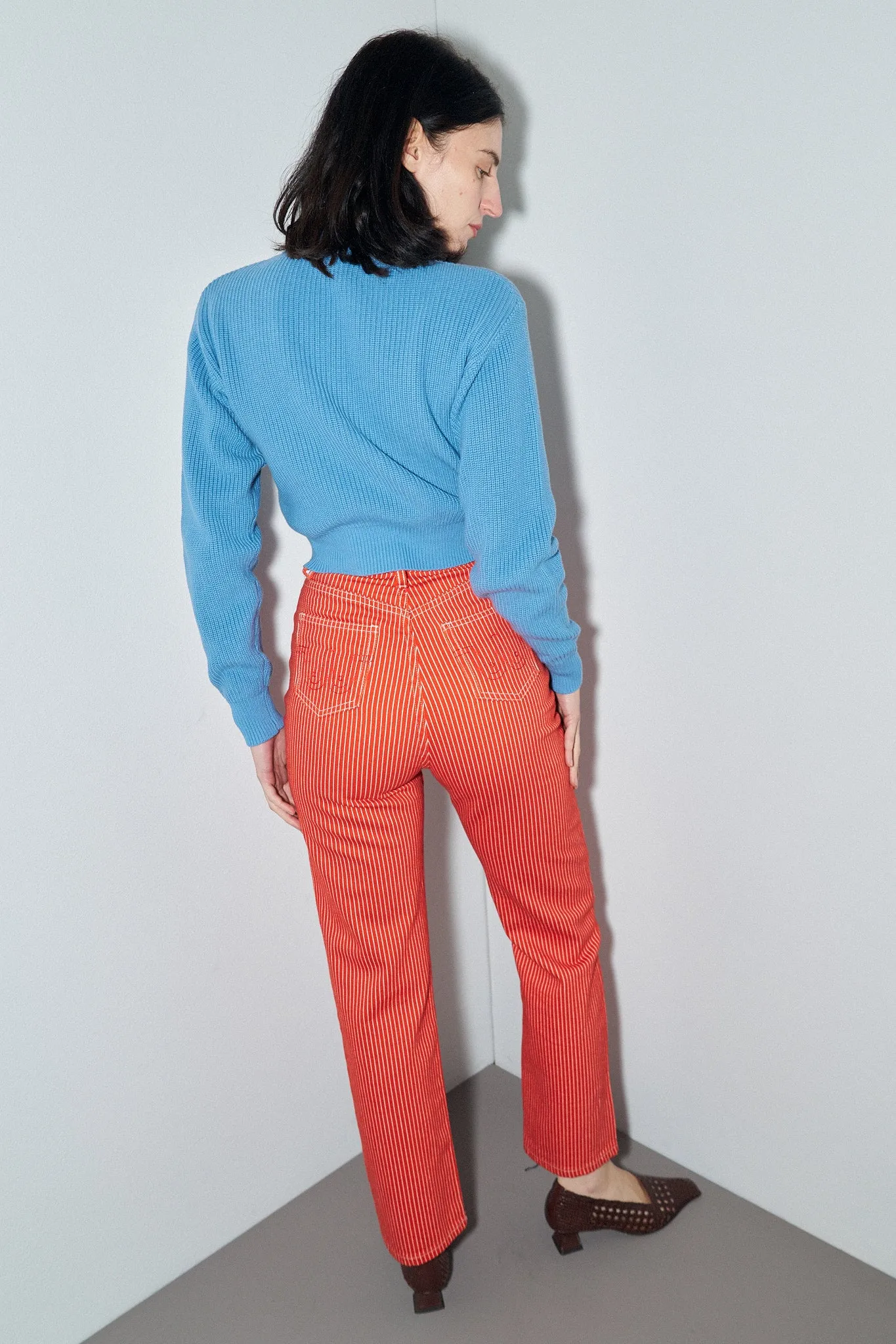 Red Thin Striped Railroad Jeans sold by Fashion Brand Company product image thumbnail 2