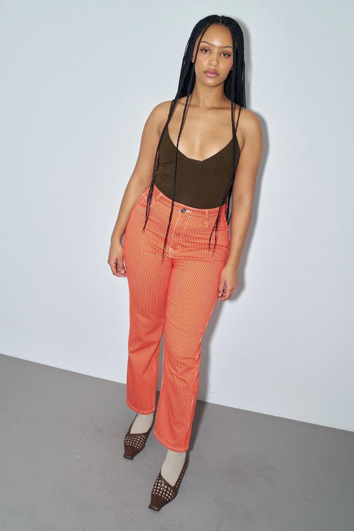 Red Thin Striped Railroad Jeans sold by Fashion Brand Company product image thumbnail 3