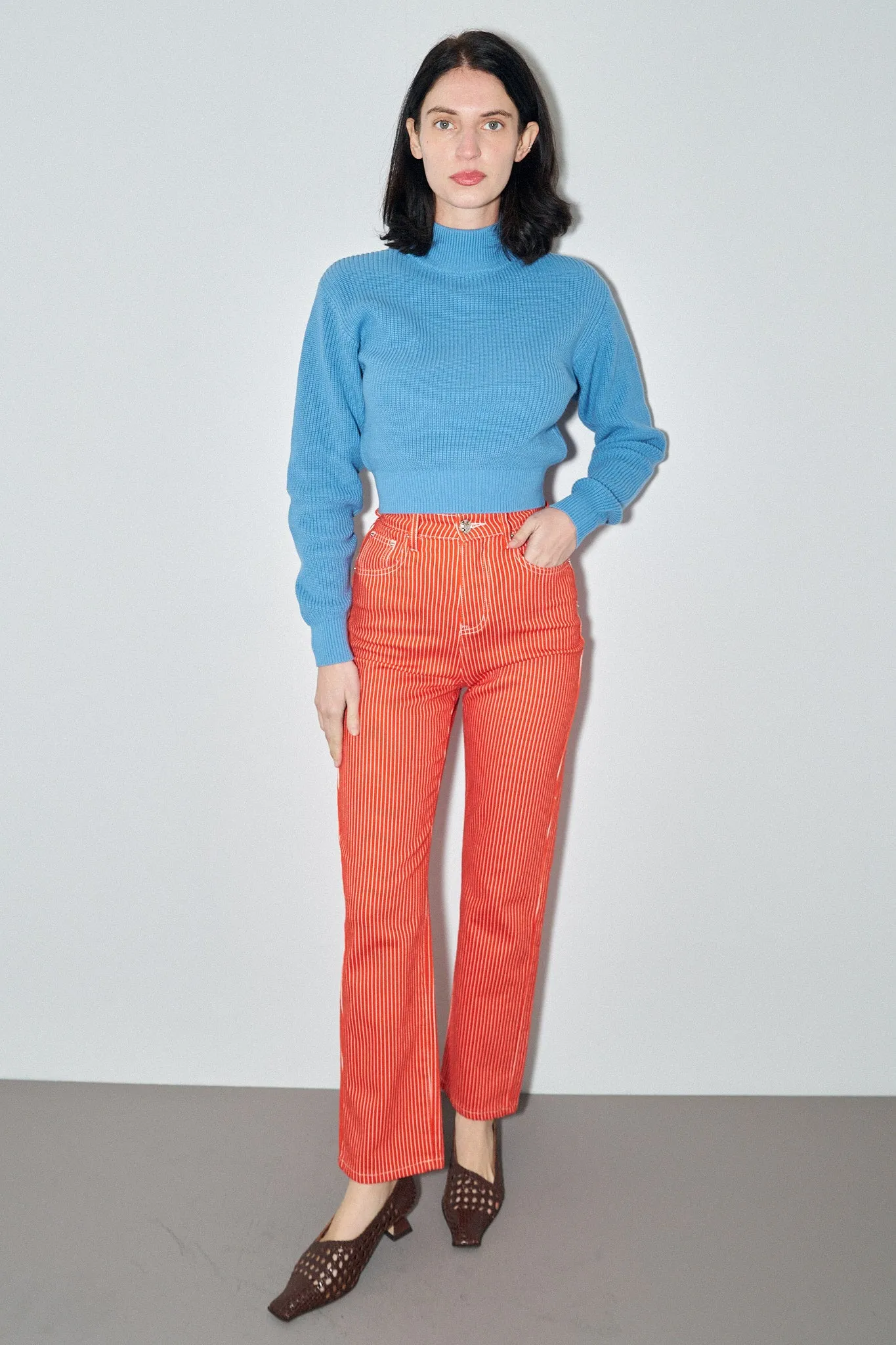 Red Thin Striped Railroad Jeans sold by Fashion Brand Company