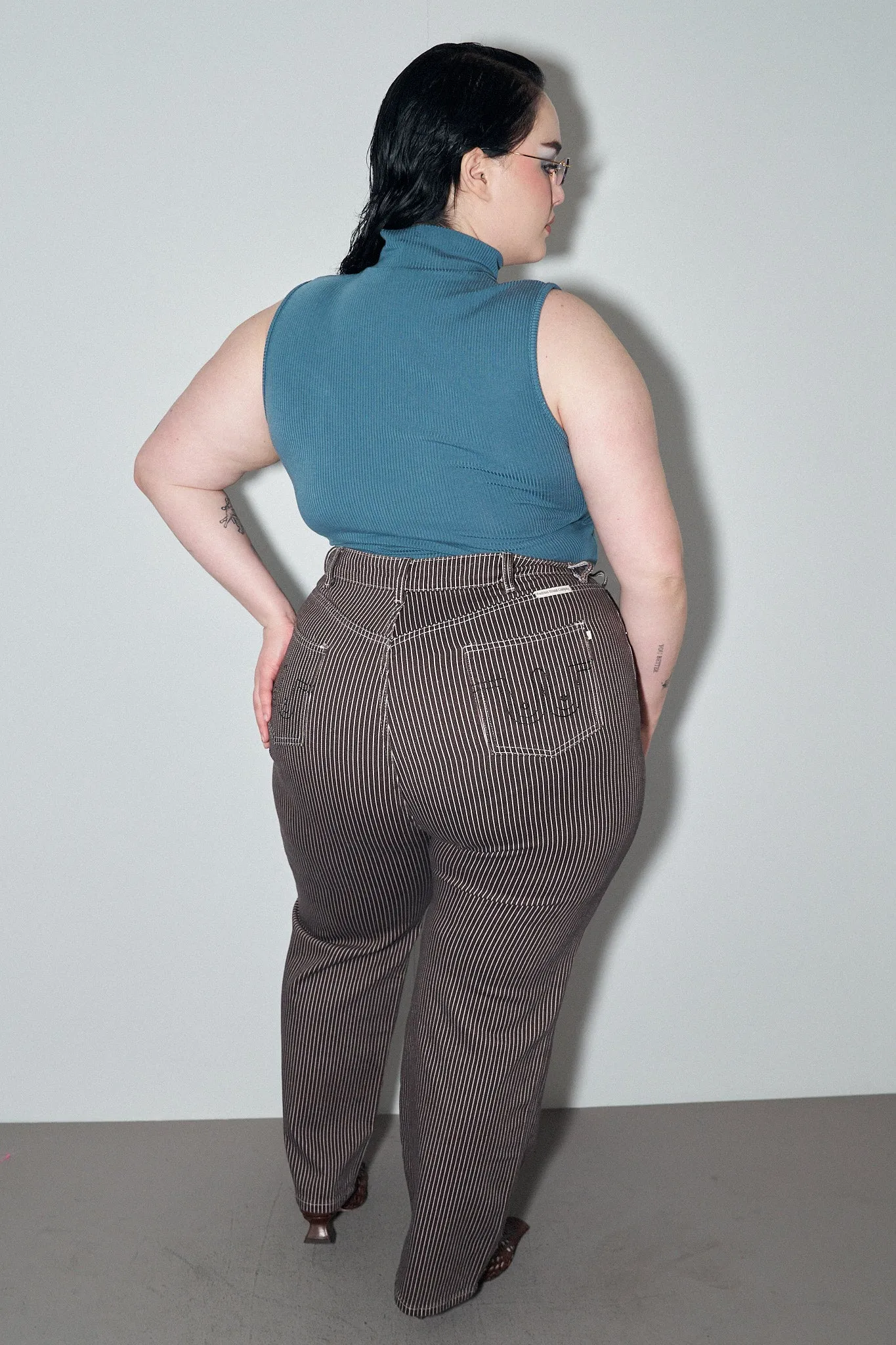 Brown Thin Striped Railroad Jeans sold by Fashion Brand Company