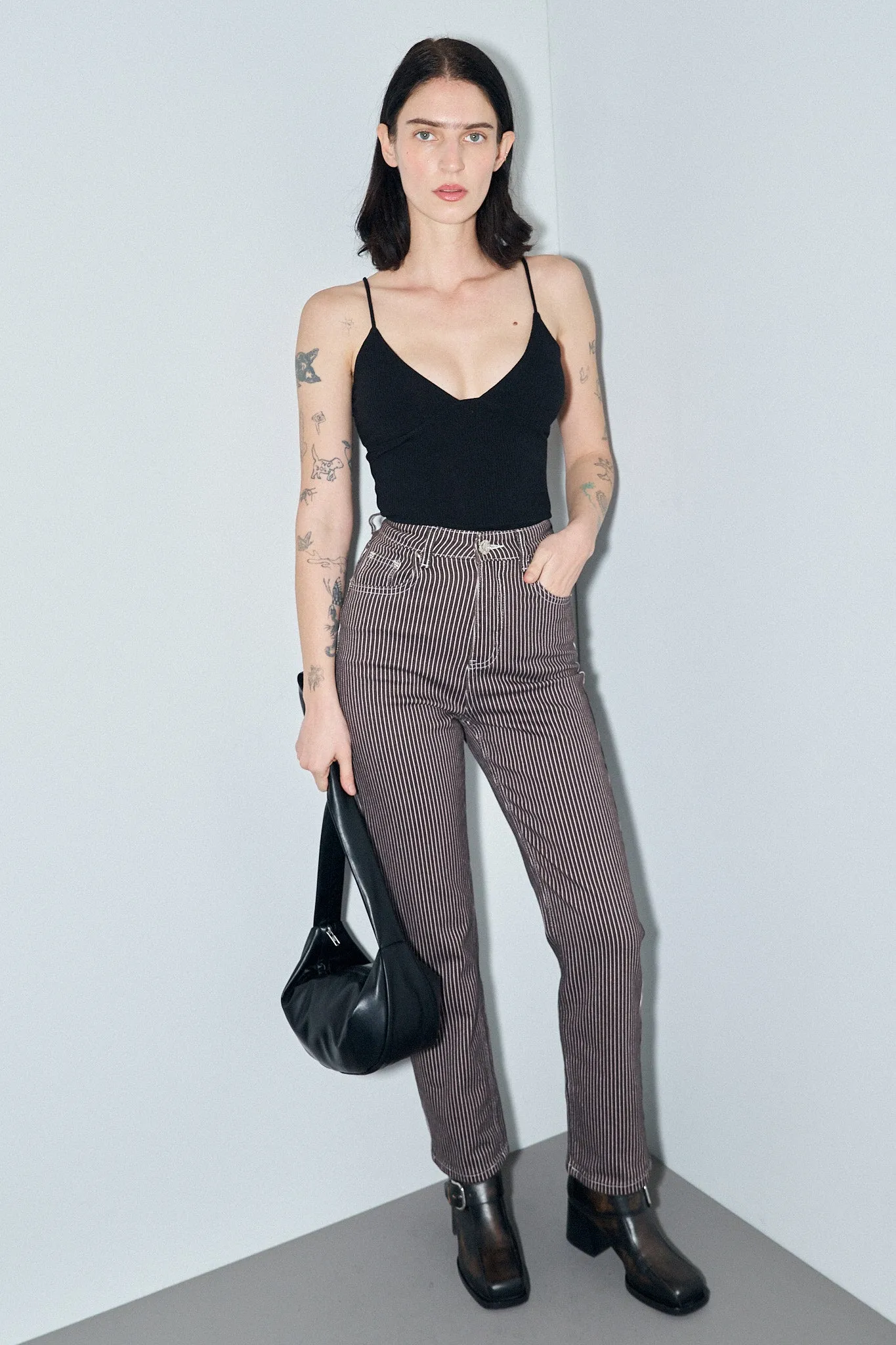 Brown Thin Striped Railroad Jeans sold by Fashion Brand Company product image thumbnail 2