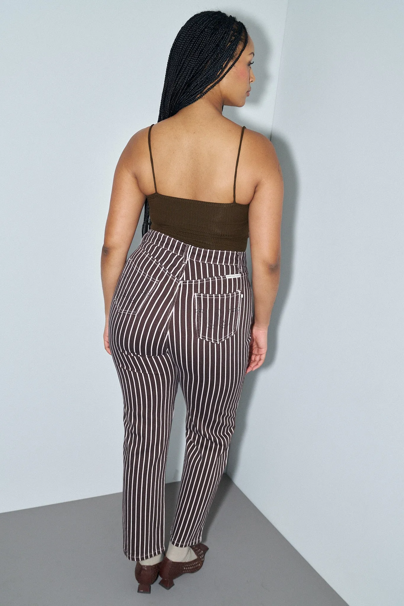 Brown Thick Stripe Railroad Jeans sold by Fashion Brand Company