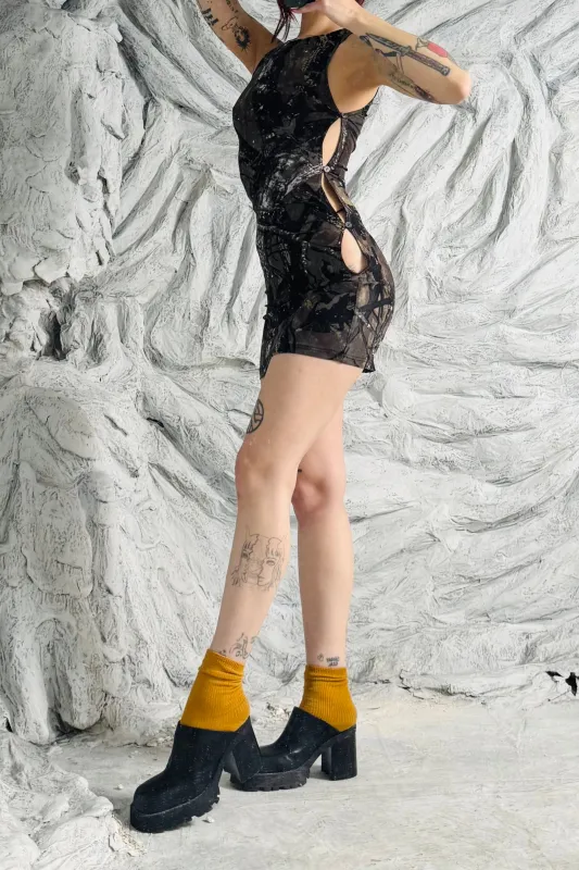 SAMPLE #61 - S Camo Mesh Dress cutouts sold by Fashion Brand Company