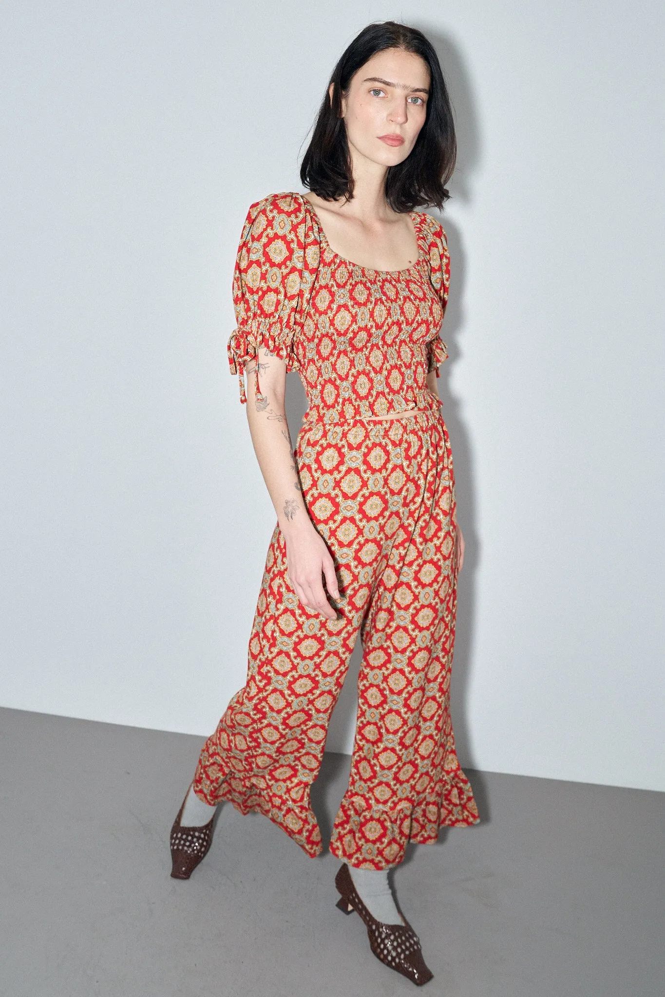 1 left- Ruffle Pantaloons Soft Linen Fancy Red Couch sold by Fashion Brand Company product image thumbnail 5