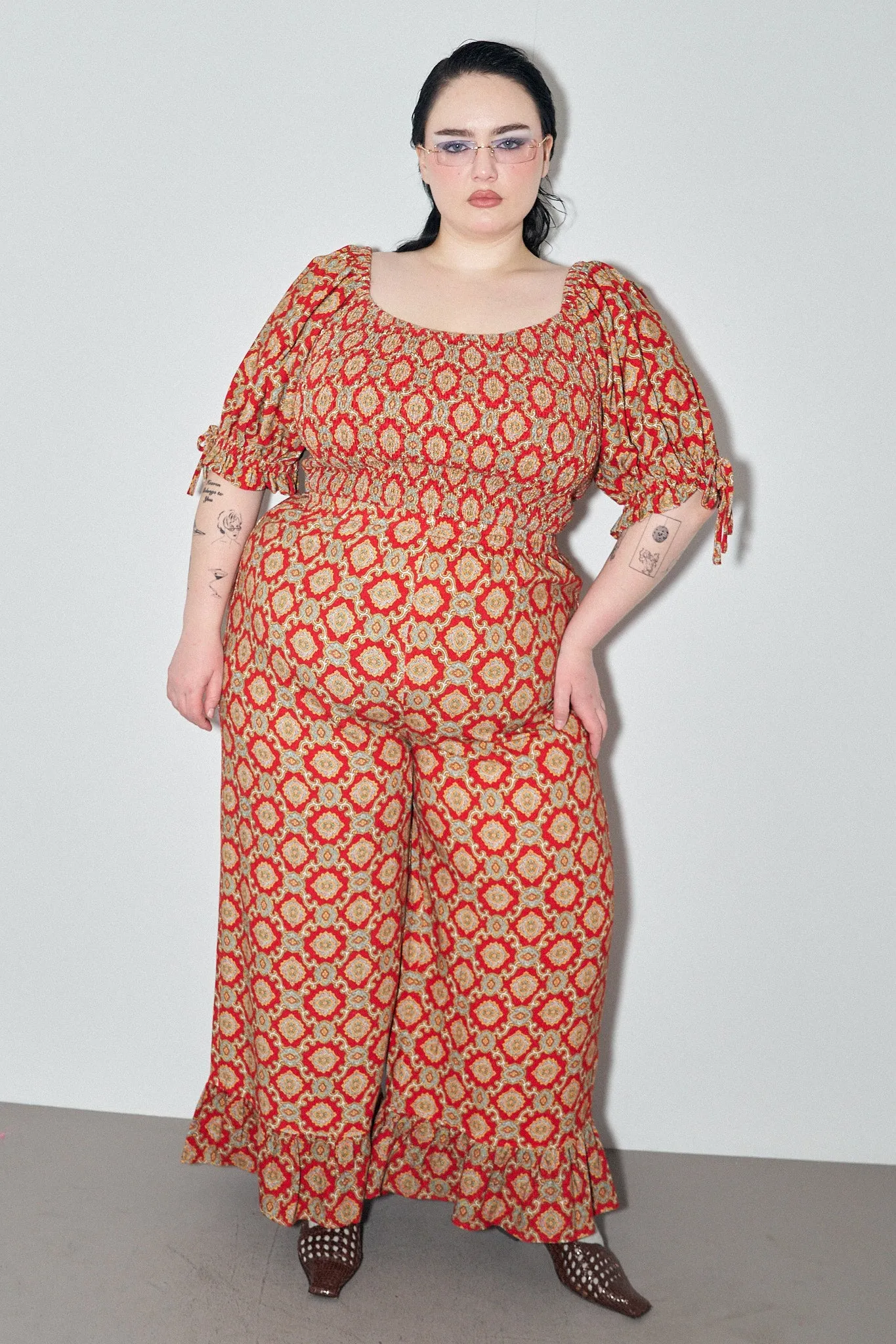 1 left- Ruffle Pantaloons Soft Linen Fancy Red Couch sold by Fashion Brand Company product image thumbnail 3