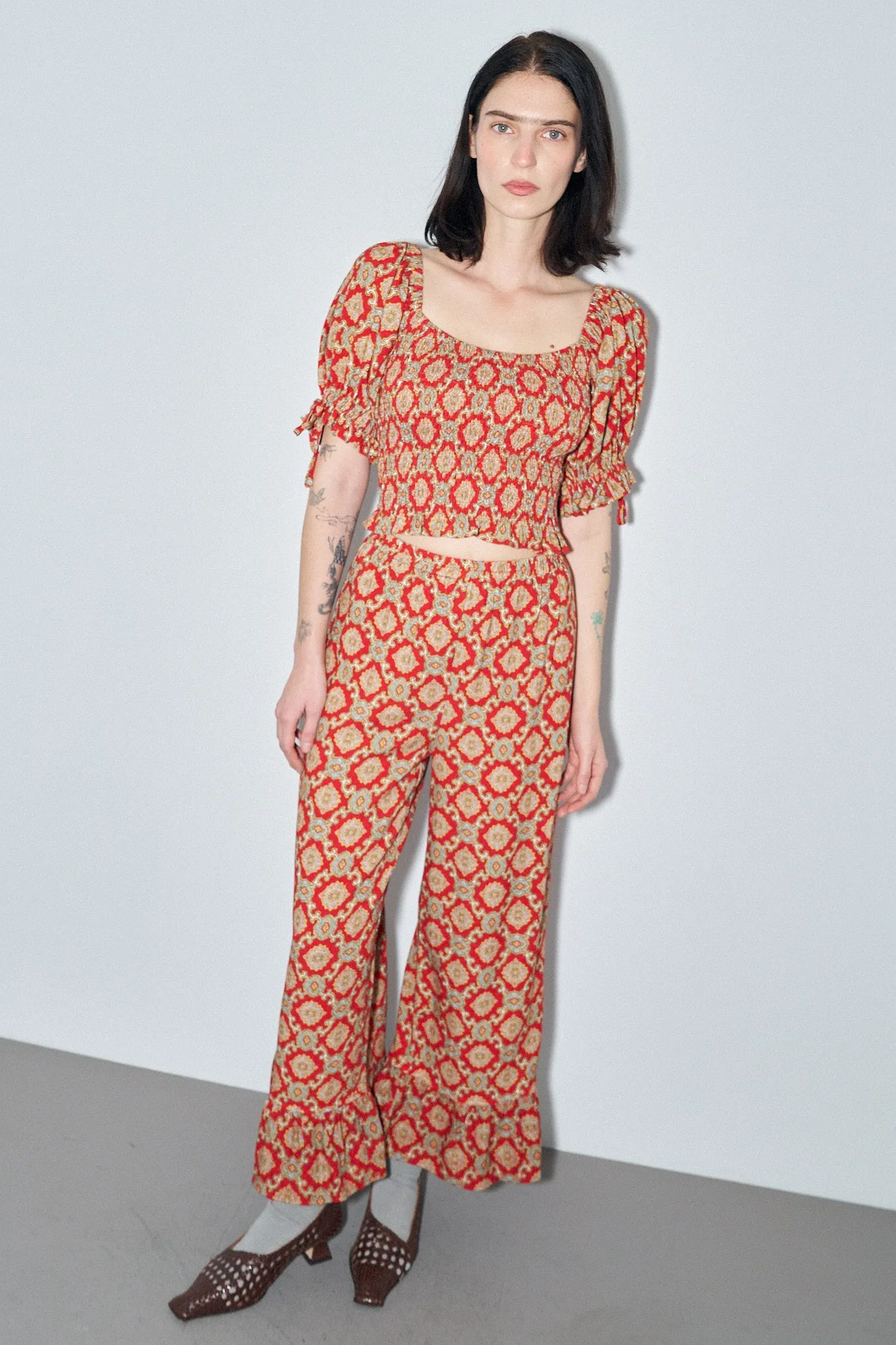 1 left- Ruffle Pantaloons Soft Linen Fancy Red Couch sold by Fashion Brand Company