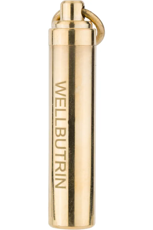 WELLBUTRIN Brass Pill Holder Keychain sold by Fashion Brand Company