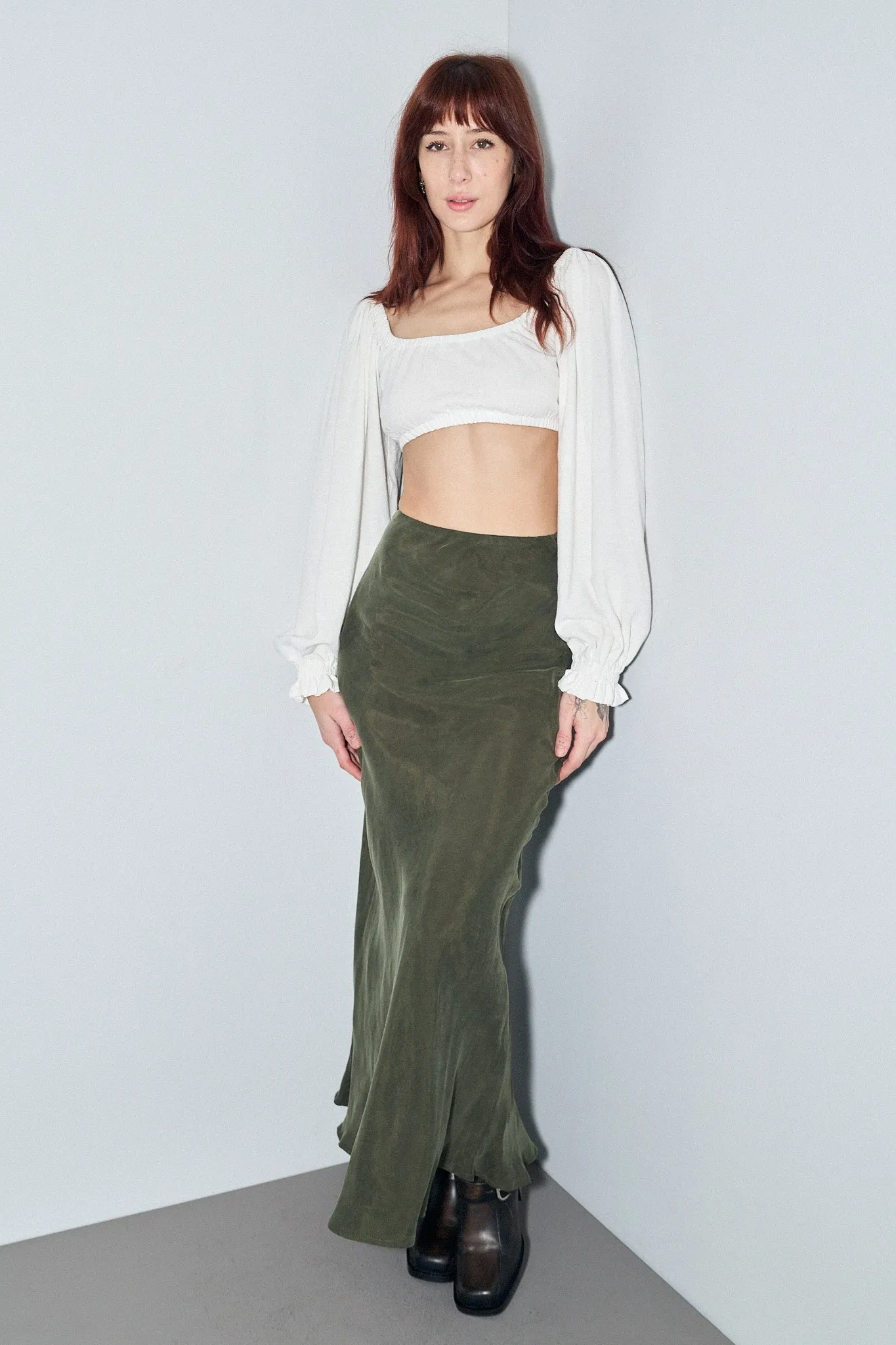 Japanese Cupro Bias Cut Skirt Forest sold by Fashion Brand Company
