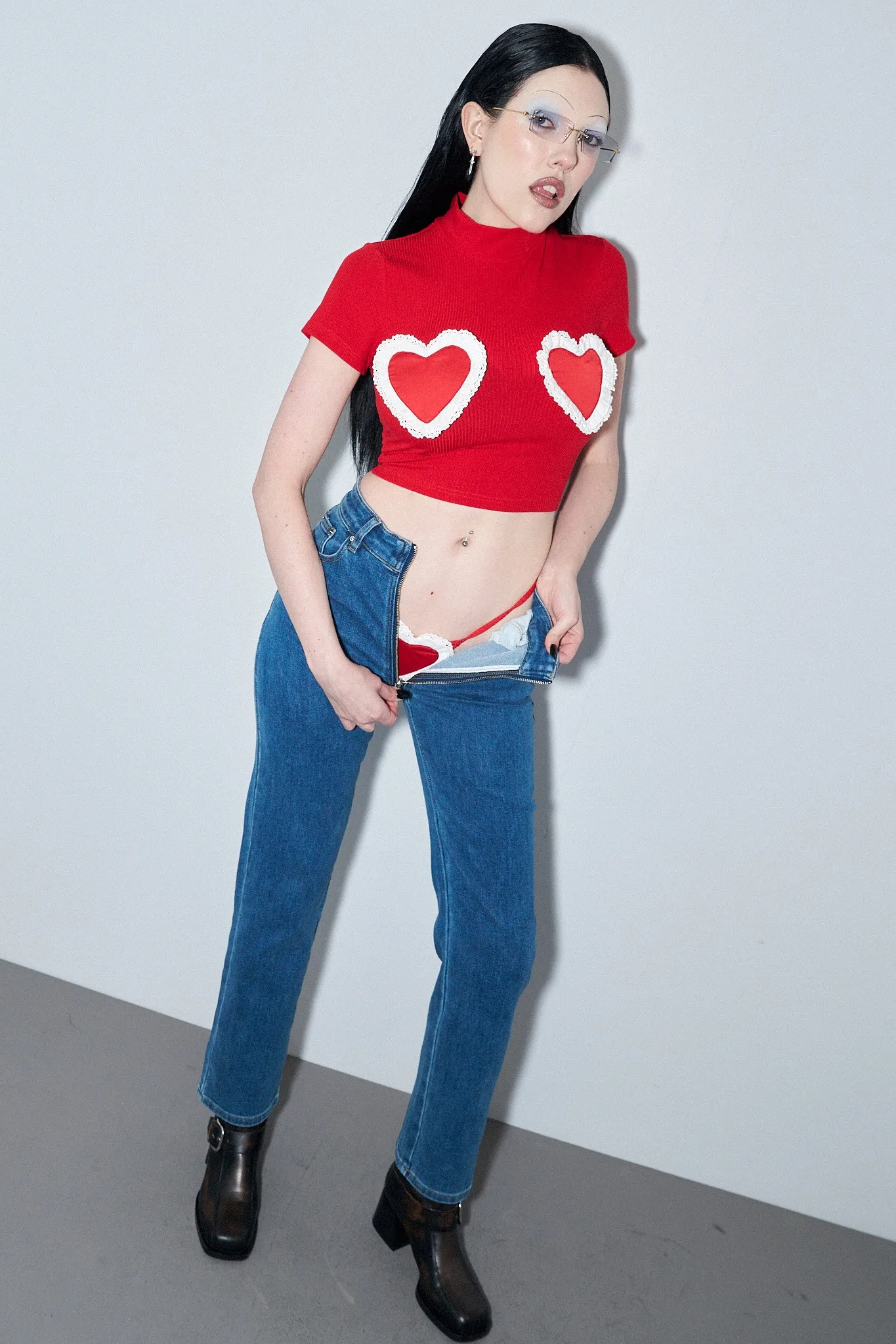 Valentine Boobs Mock Neck Tencel Tee sold by Fashion Brand Company product image thumbnail 5