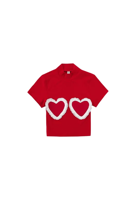 Valentine Boobs Mock Neck Tencel Tee sold by Fashion Brand Company