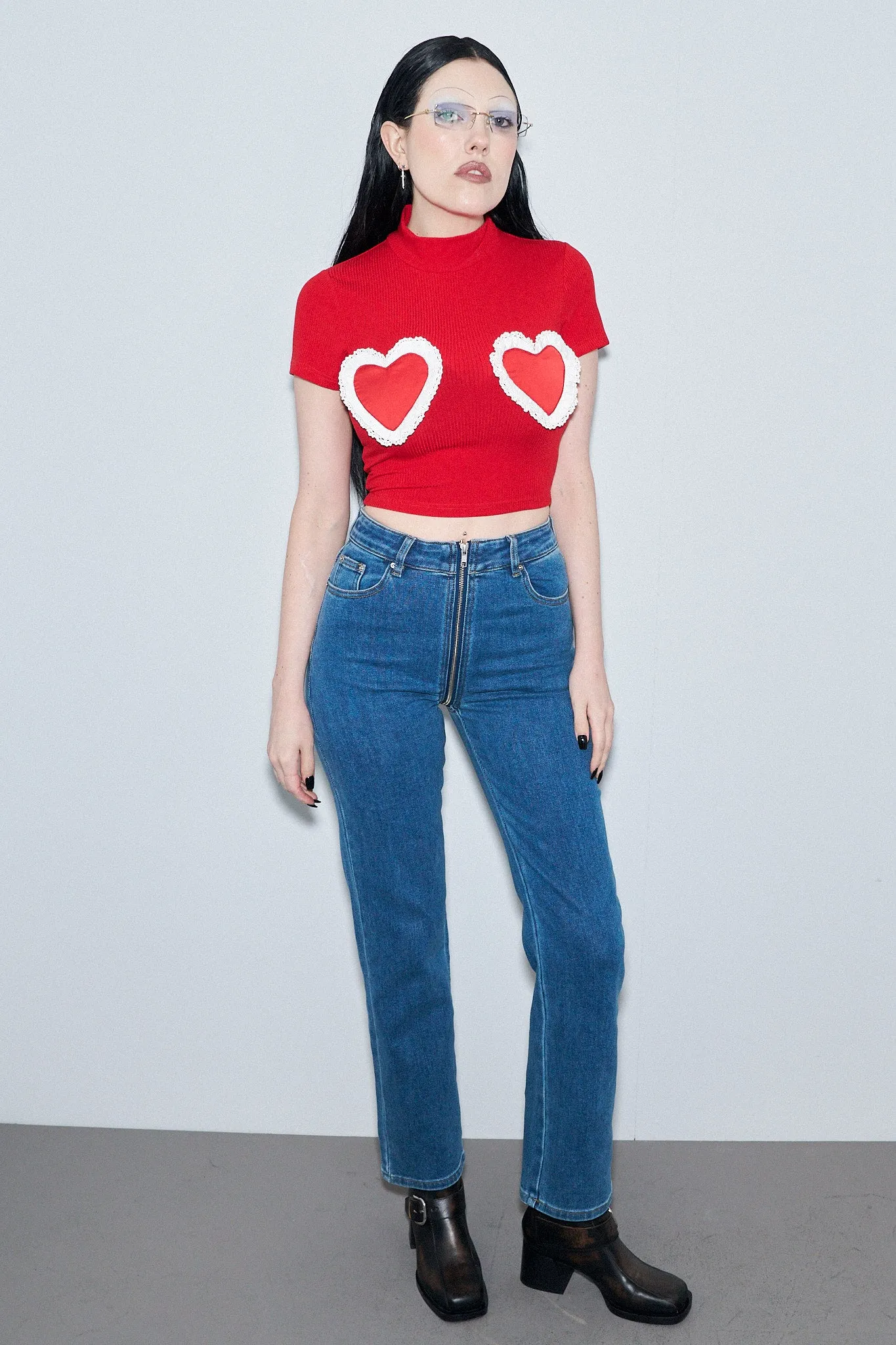 Valentine Boobs Mock Neck Tencel Tee sold by Fashion Brand Company product image thumbnail 2