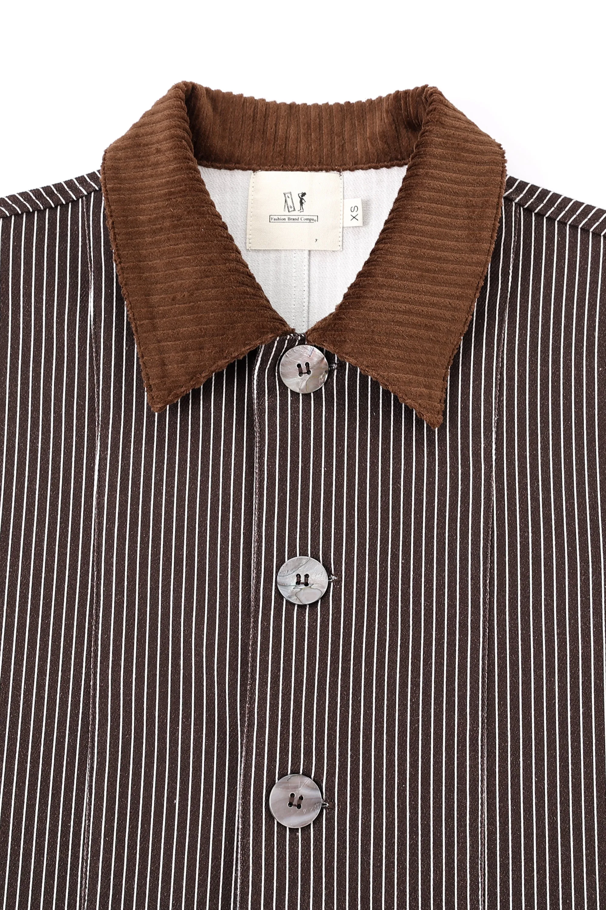 2 left - Unisex Choo Choo Jacket Brown Striped Denim sold by Fashion Brand Company product image thumbnail 2