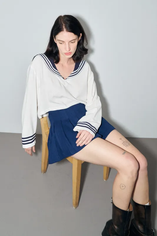 Sailor Soft Linen Crop Top White sold by Fashion Brand Company