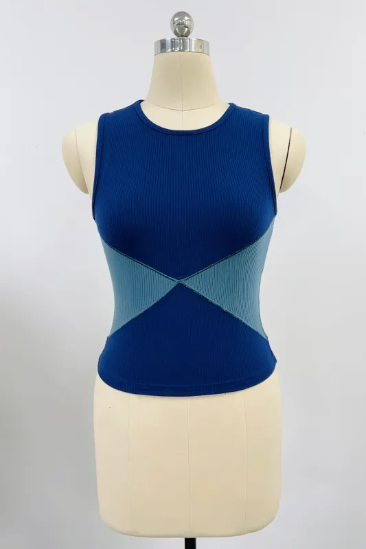 SAMPLE #120 - S Navy Blue Widow Tank made by Fashion Brand Company