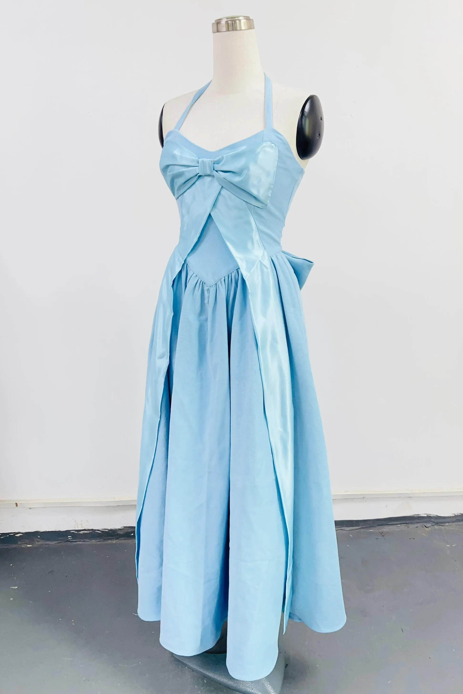 SAMPLE #116 - S Blue Canvas Bow Gown sold by Fashion Brand Company