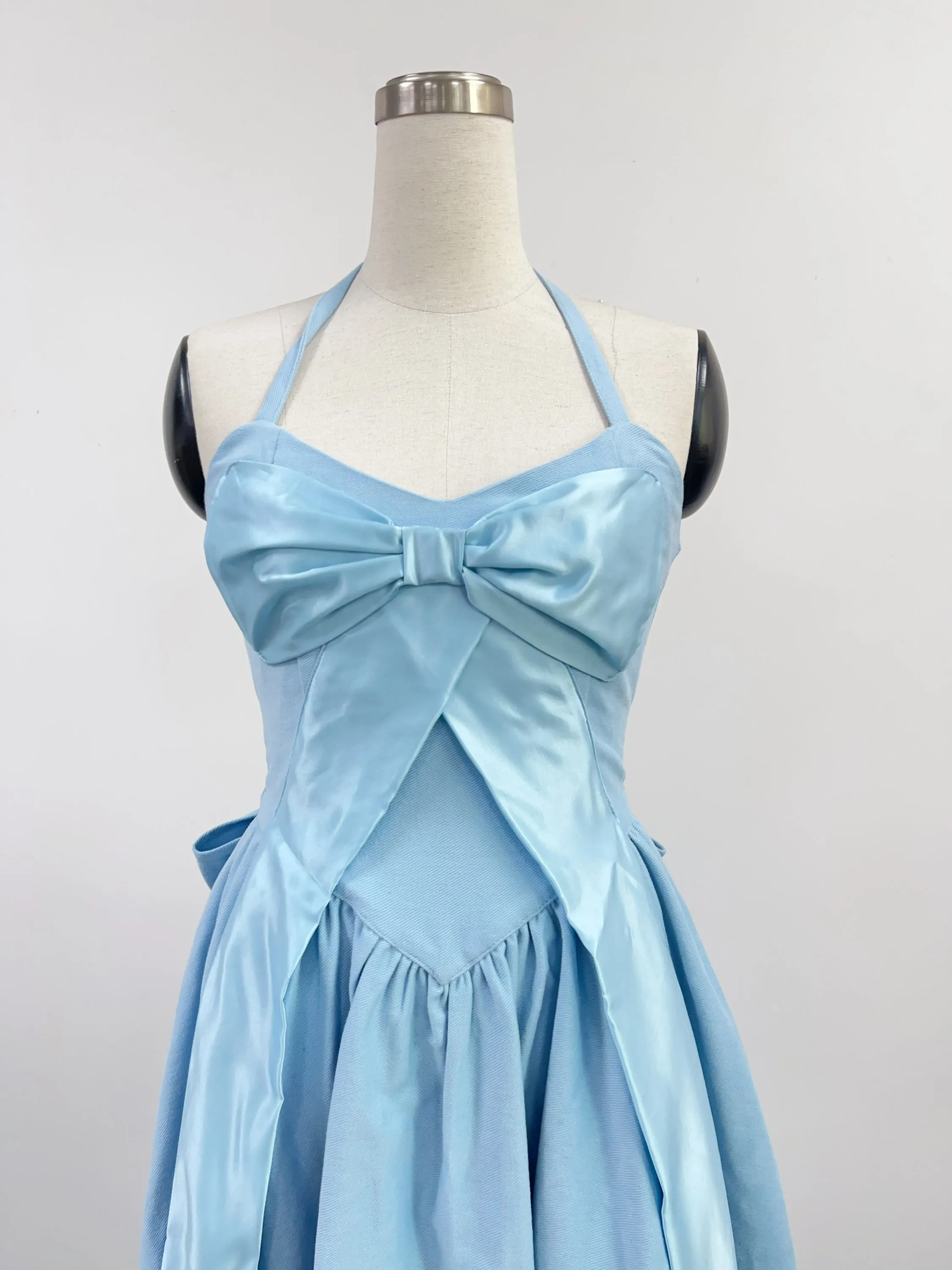 SAMPLE #116 - S Blue Canvas Bow Gown sold by Fashion Brand Company product image thumbnail 3