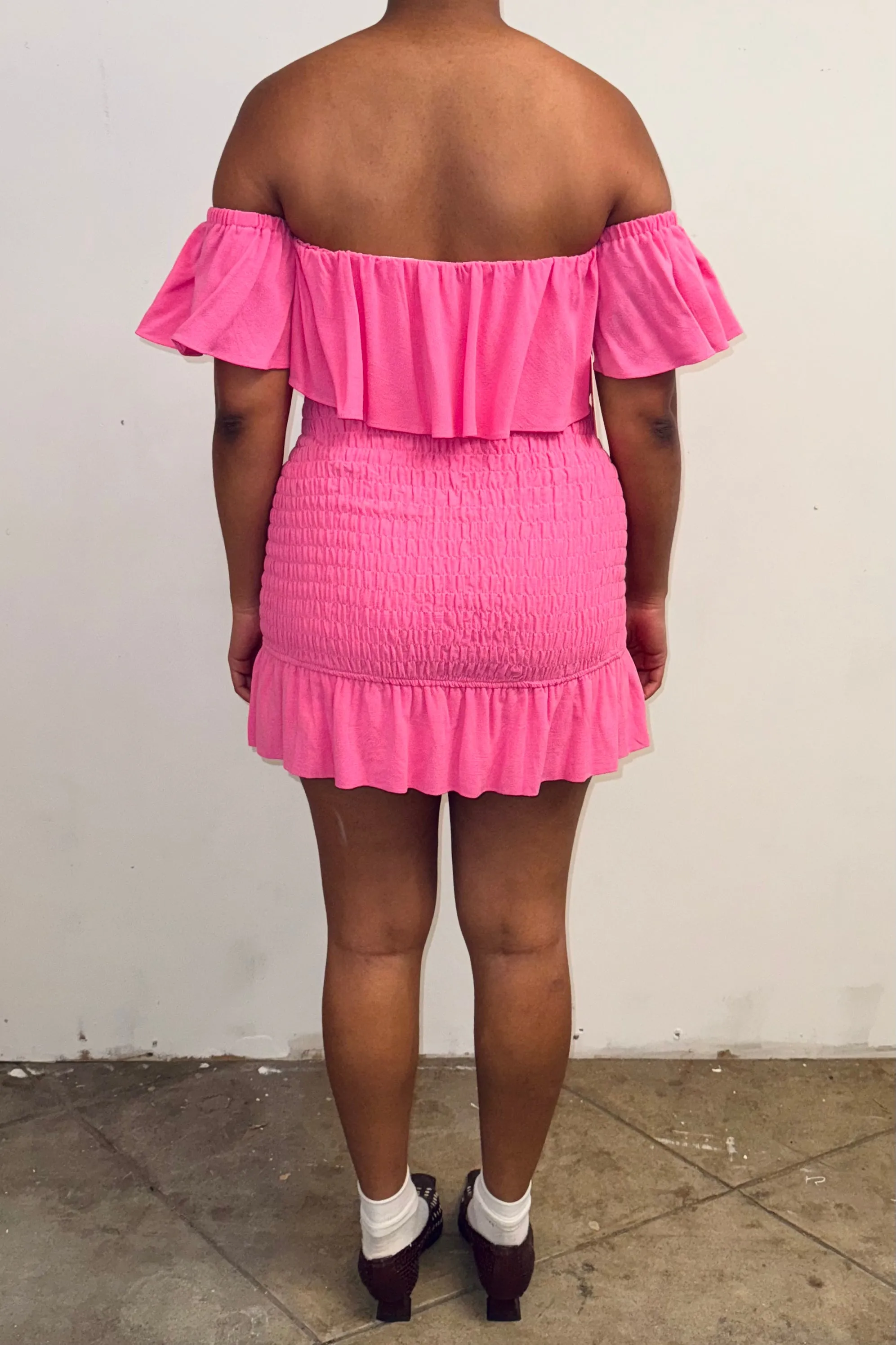 SAMPLE #186 - S Hot Pink Linen Smock Mini Dress sold by Fashion Brand Company product image thumbnail 2