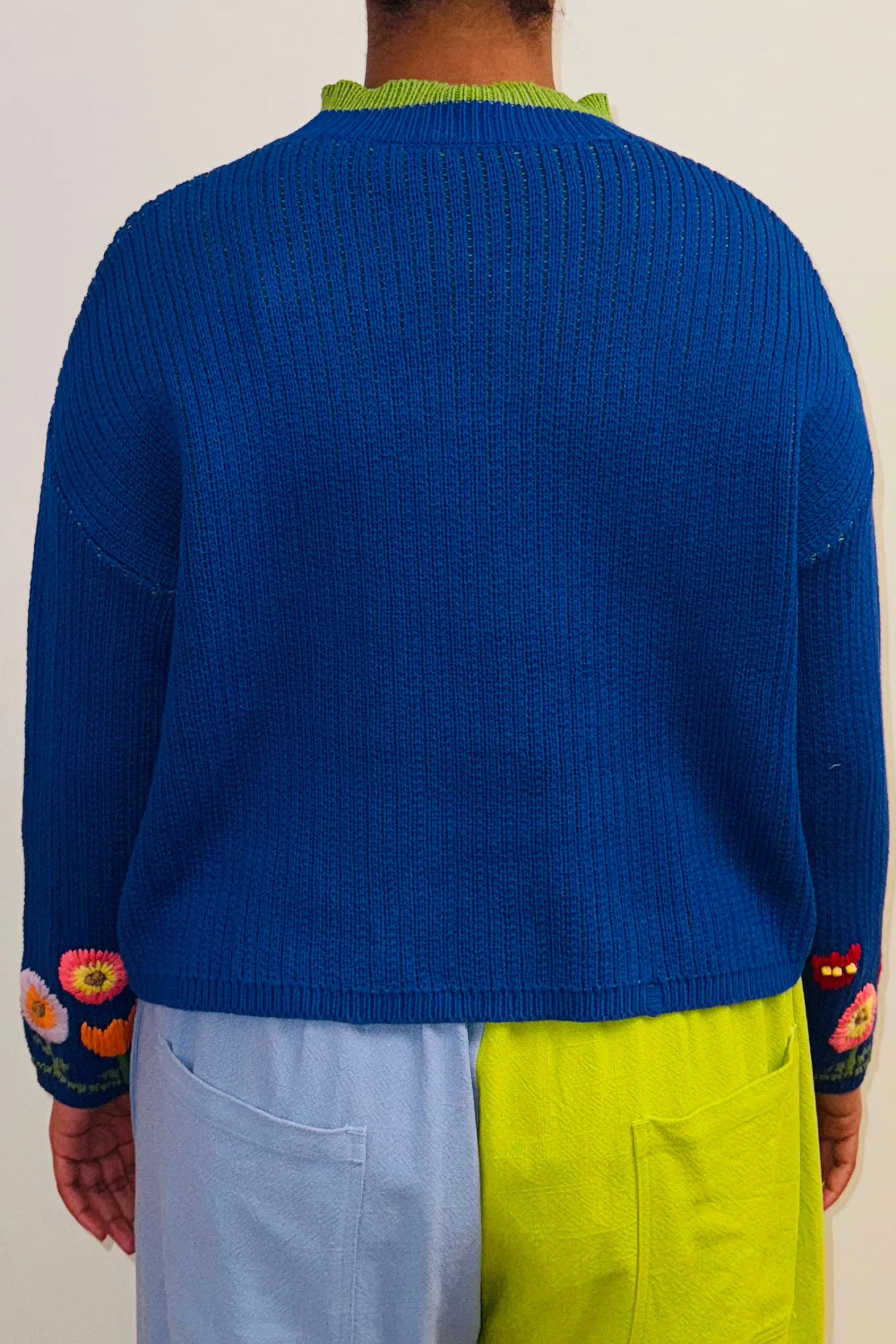 SAMPLE #148- S Blue Lots of Flowers Cotton Sweater sold by Fashion Brand Company product image thumbnail 3