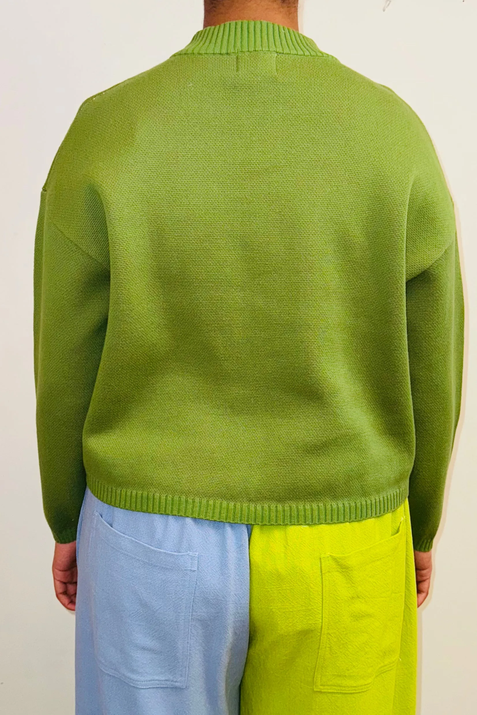 SAMPLE #145- S Green Baseball Cotton Sweater sold by Fashion Brand Company product image thumbnail 2
