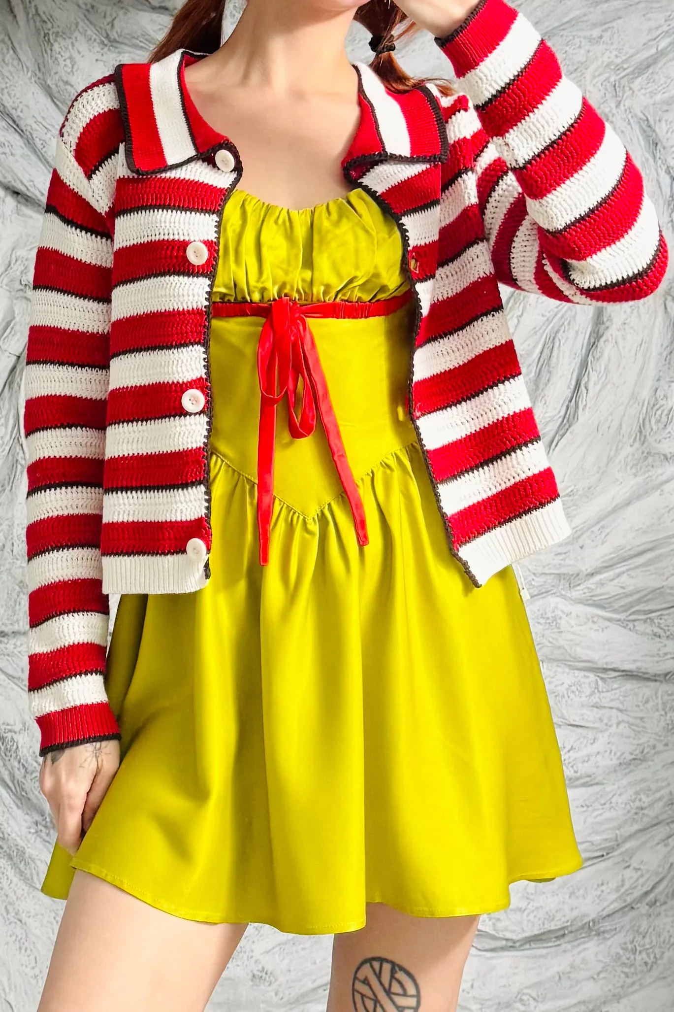 SAMPLE #137 - S Striped Red and White Sweater sold by Fashion Brand Company product image thumbnail 3