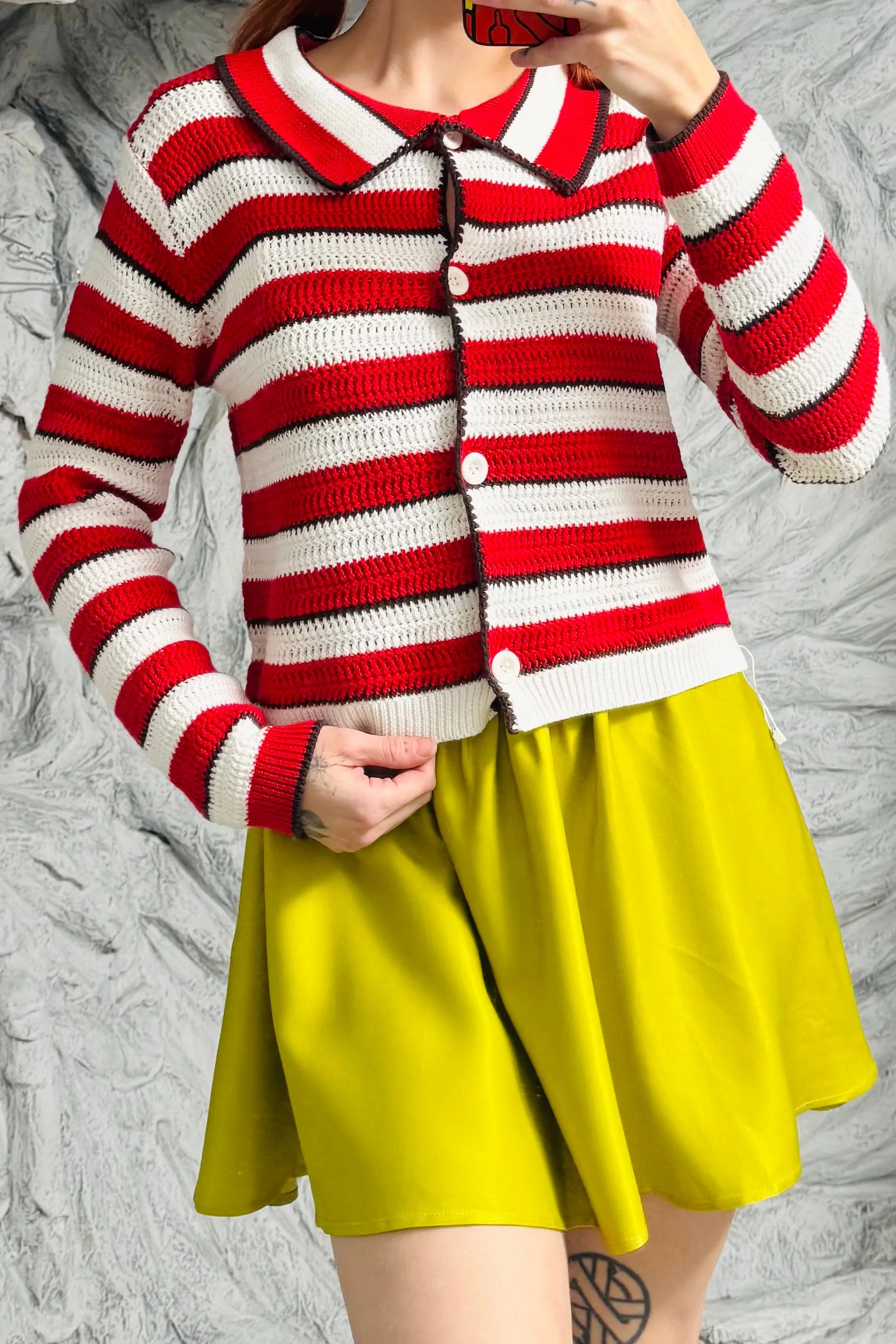 SAMPLE #137 - S Striped Red and White Sweater sold by Fashion Brand Company