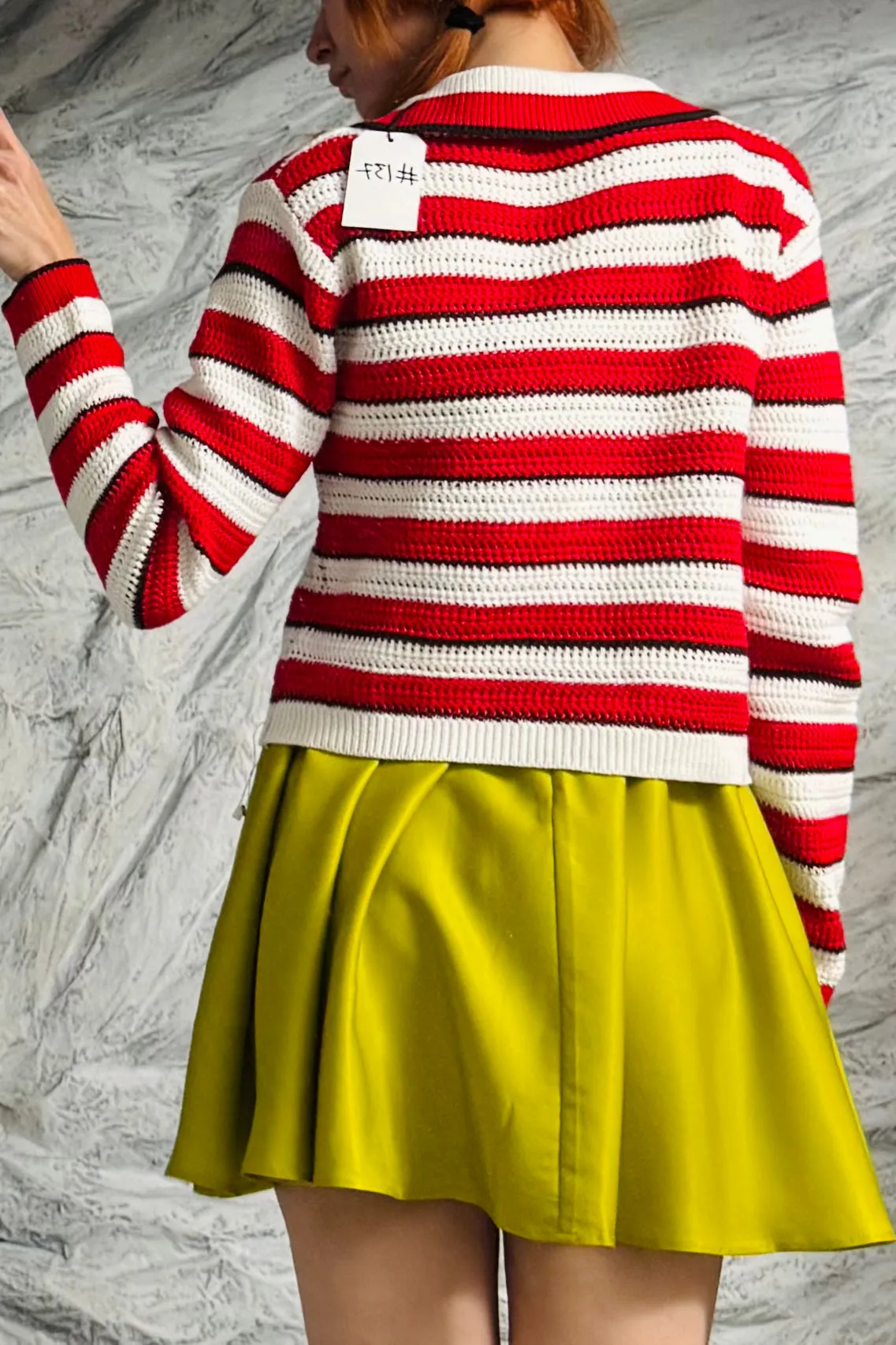 SAMPLE #137 - S Striped Red and White Sweater sold by Fashion Brand Company product image thumbnail 2