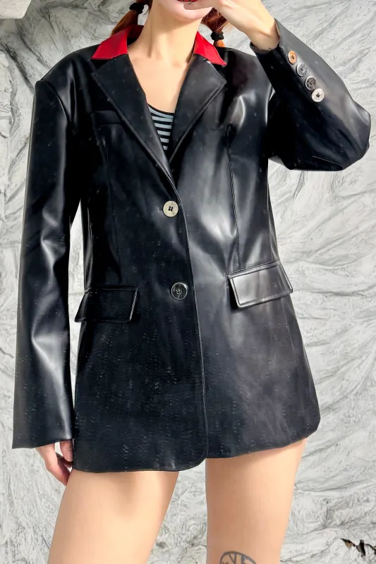 SAMPLE #135 - S Plant Leather Blazer made by Fashion Brand Company