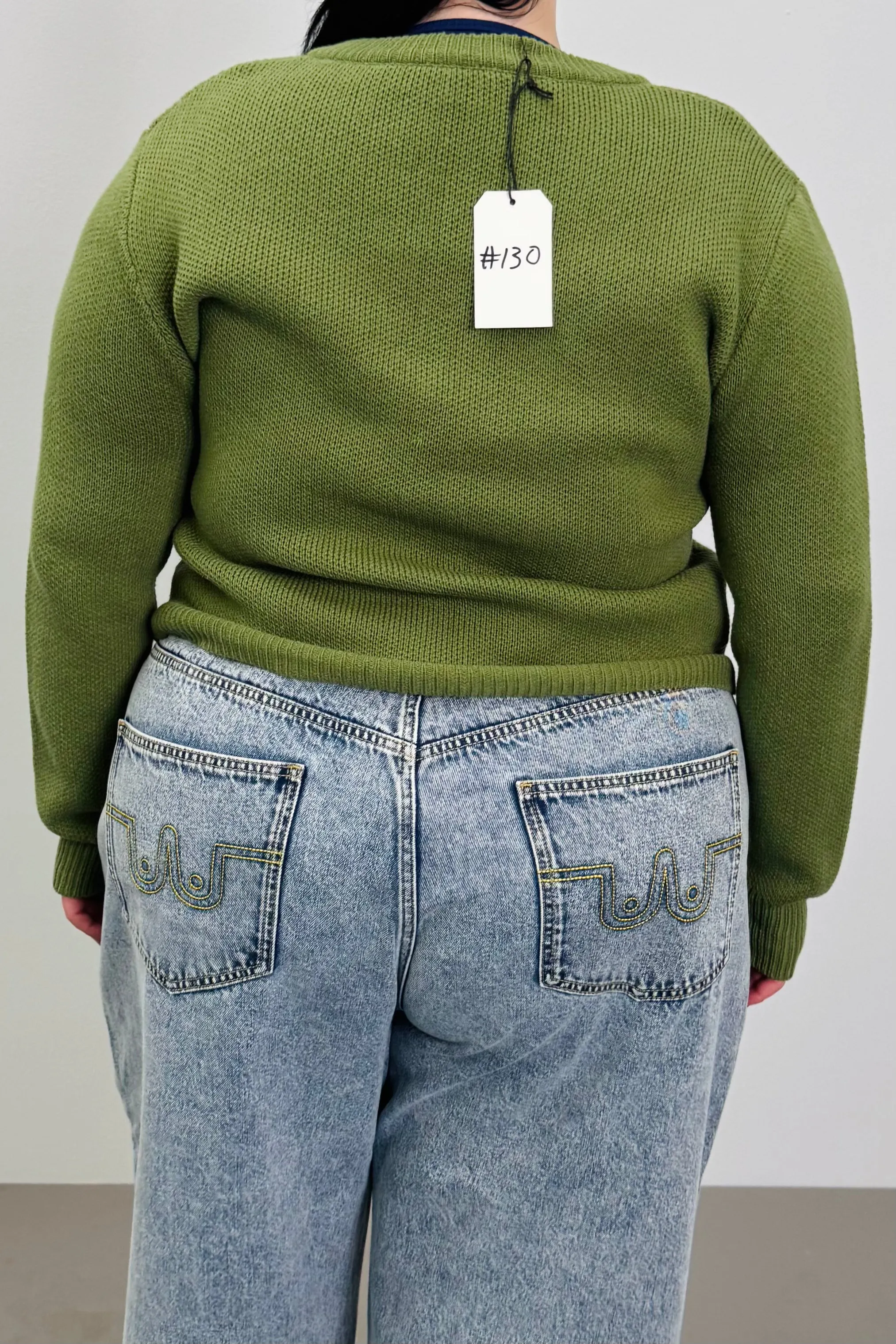 SAMPLE #130 - XL Baseball Green Cotton Sweater sold by Fashion Brand Company product image thumbnail 2