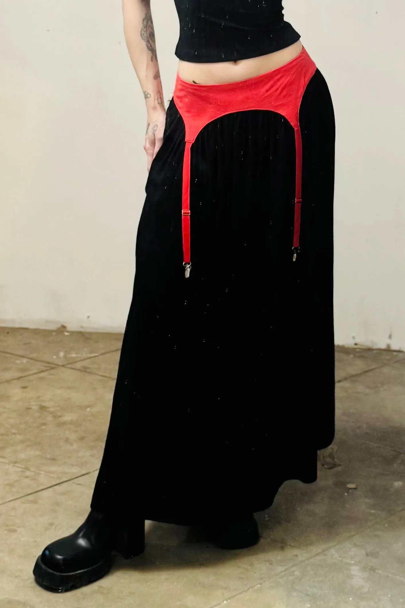 SAMPLE #181 - S Linen Garter Maxi Skirt sold by Fashion Brand Company