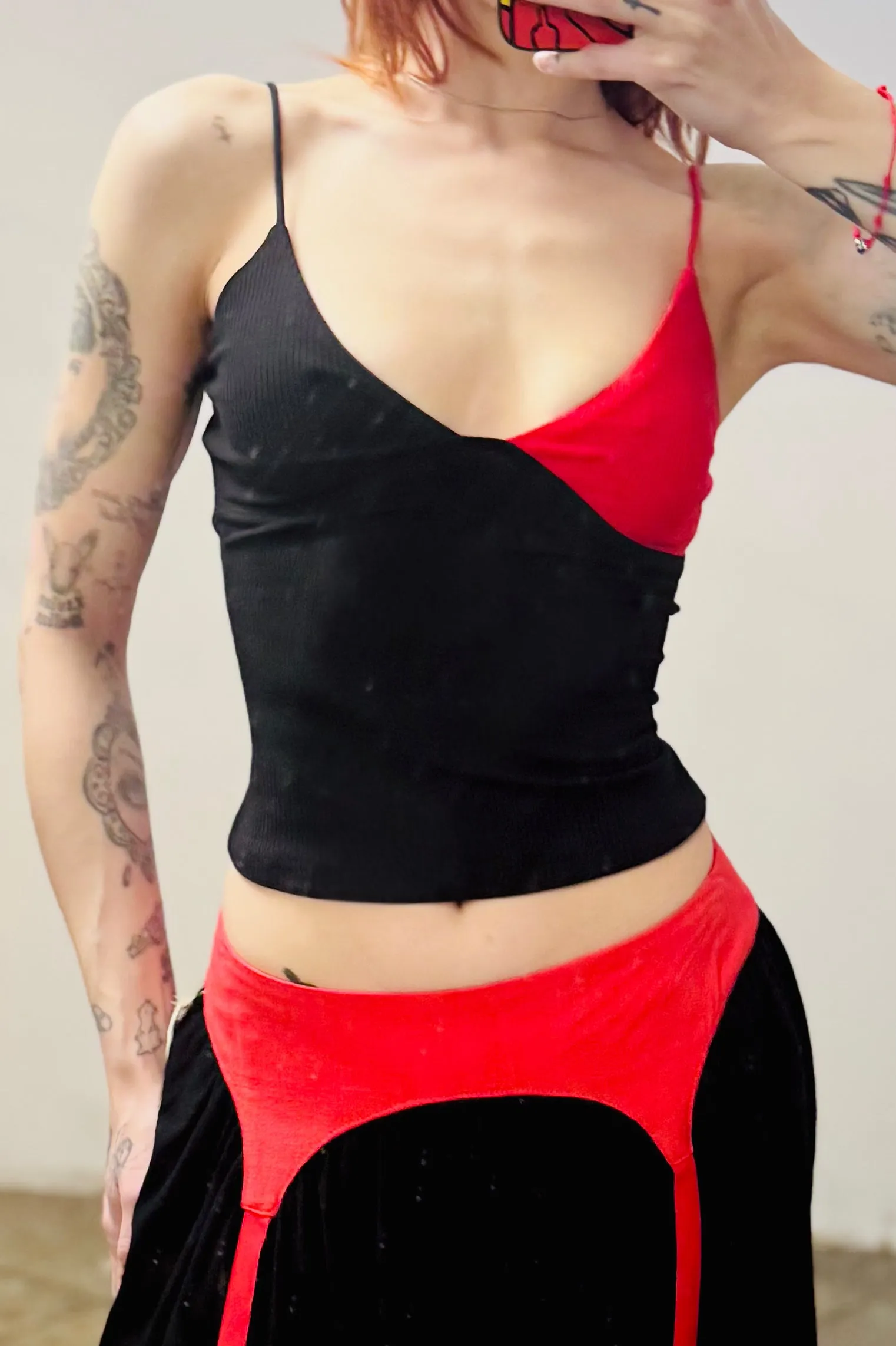 SAMPLE #180 - S Tencel Red/Black Date cami sold by Fashion Brand Company