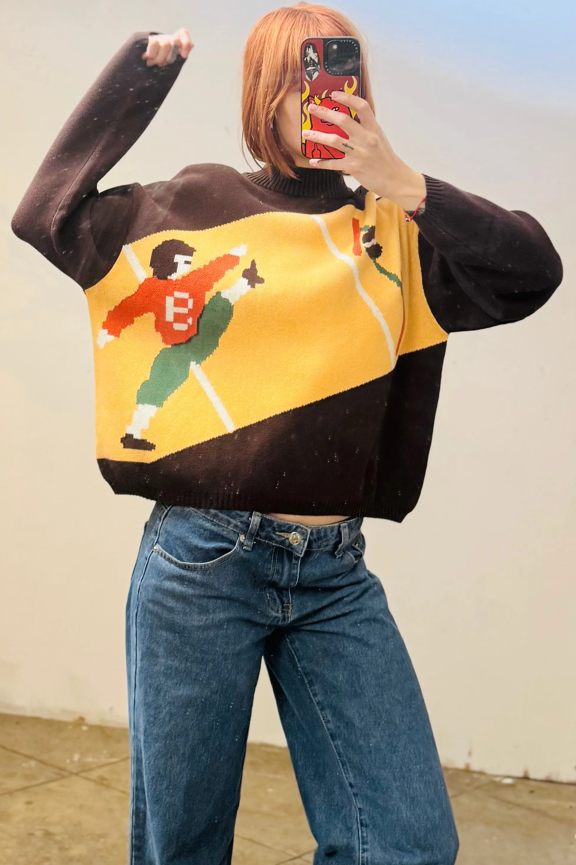 SAMPLE #187- M Brown Football Cotton Sweater sold by Fashion Brand Company product image thumbnail 2