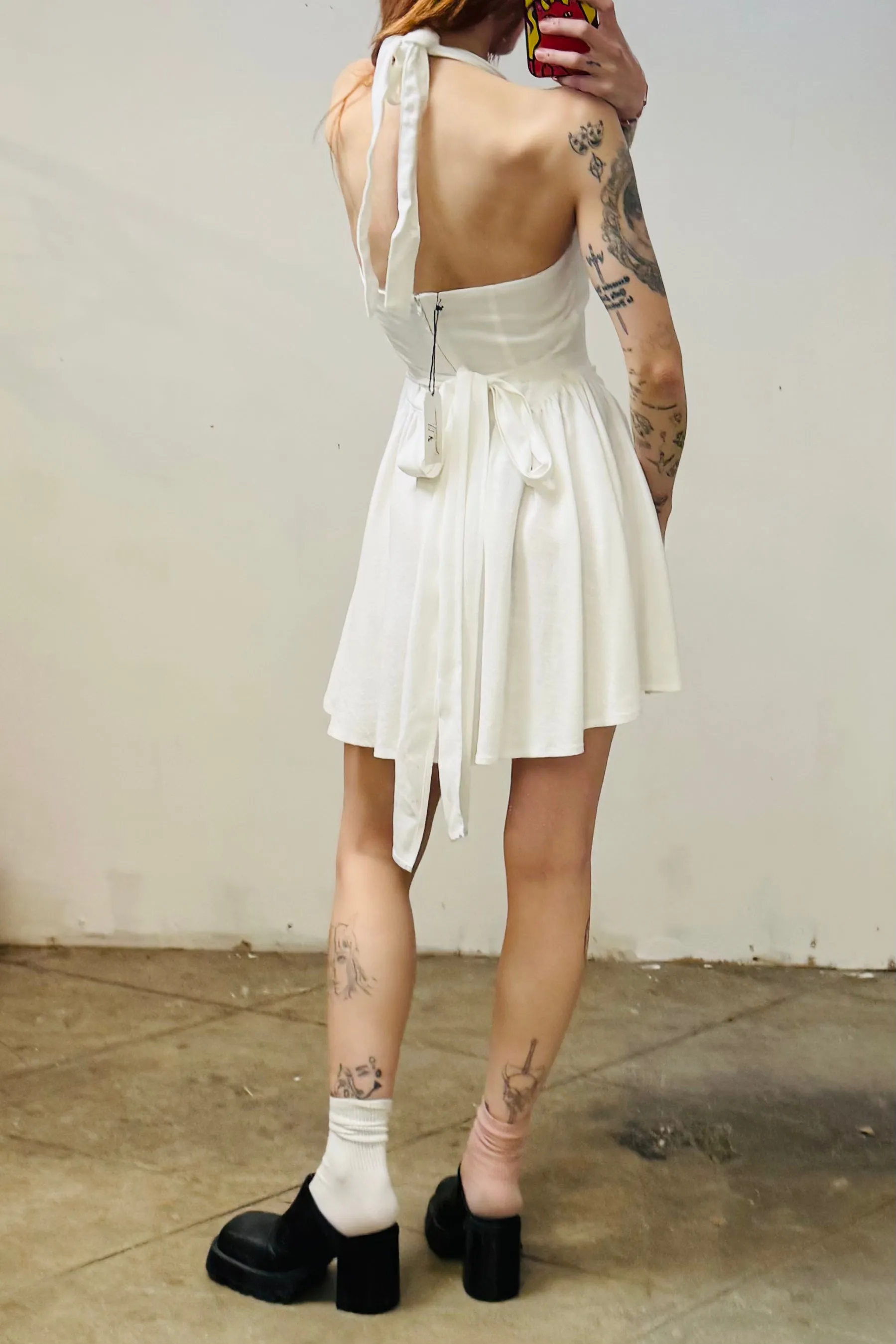 SAMPLE #156 - S White Linen Halter Mini sold by Fashion Brand Company product image thumbnail 2