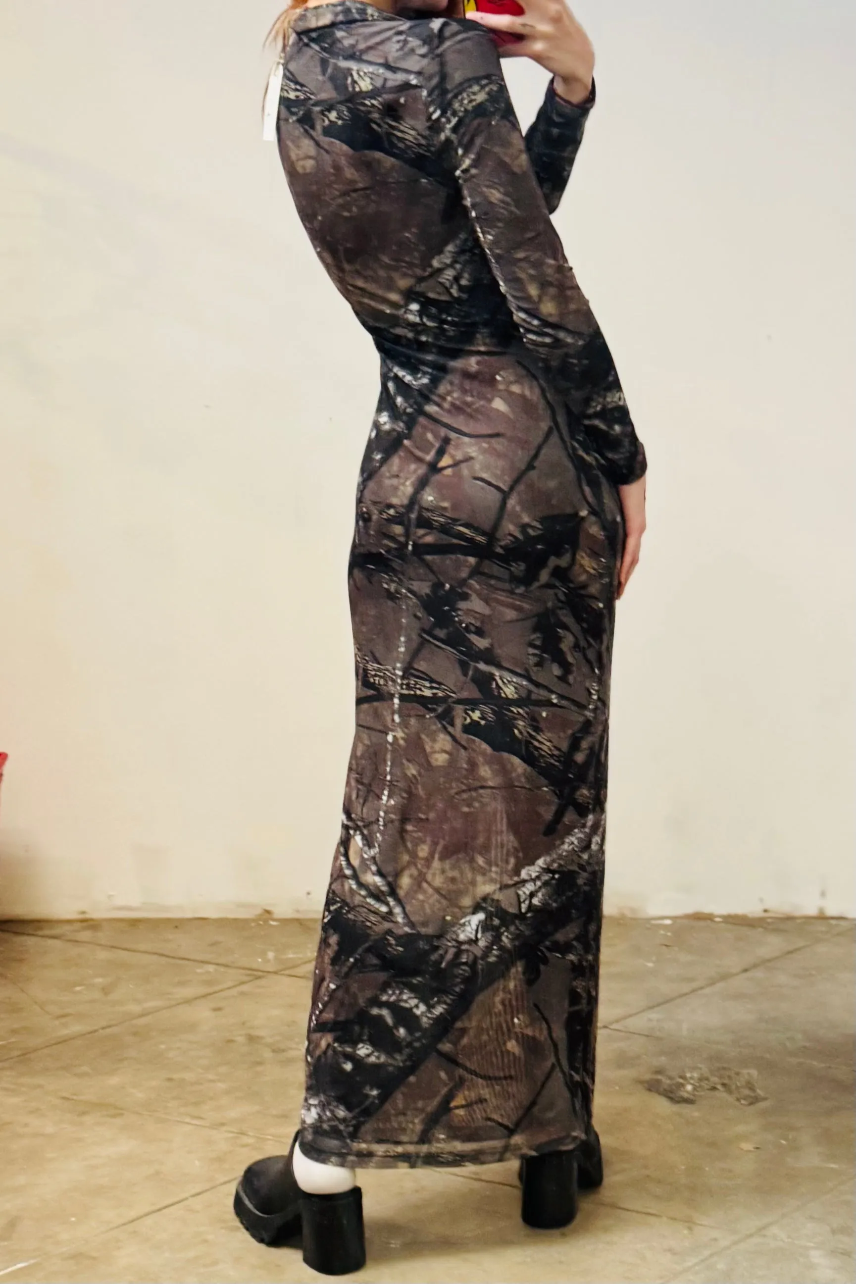 SAMPLE #164 - S Camo Mesh Maxi Dress sold by Fashion Brand Company product image thumbnail 2
