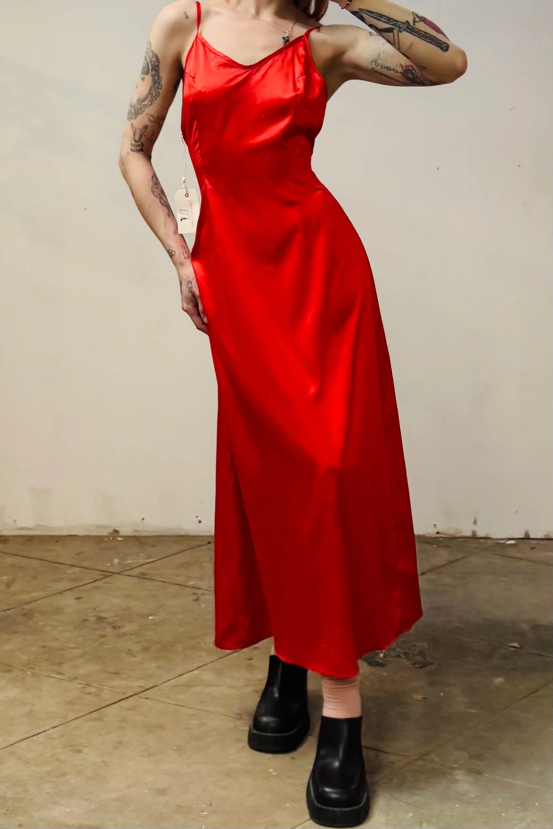 SAMPLE #165 - S Red Satin Maxi sold by Fashion Brand Company product image thumbnail 3