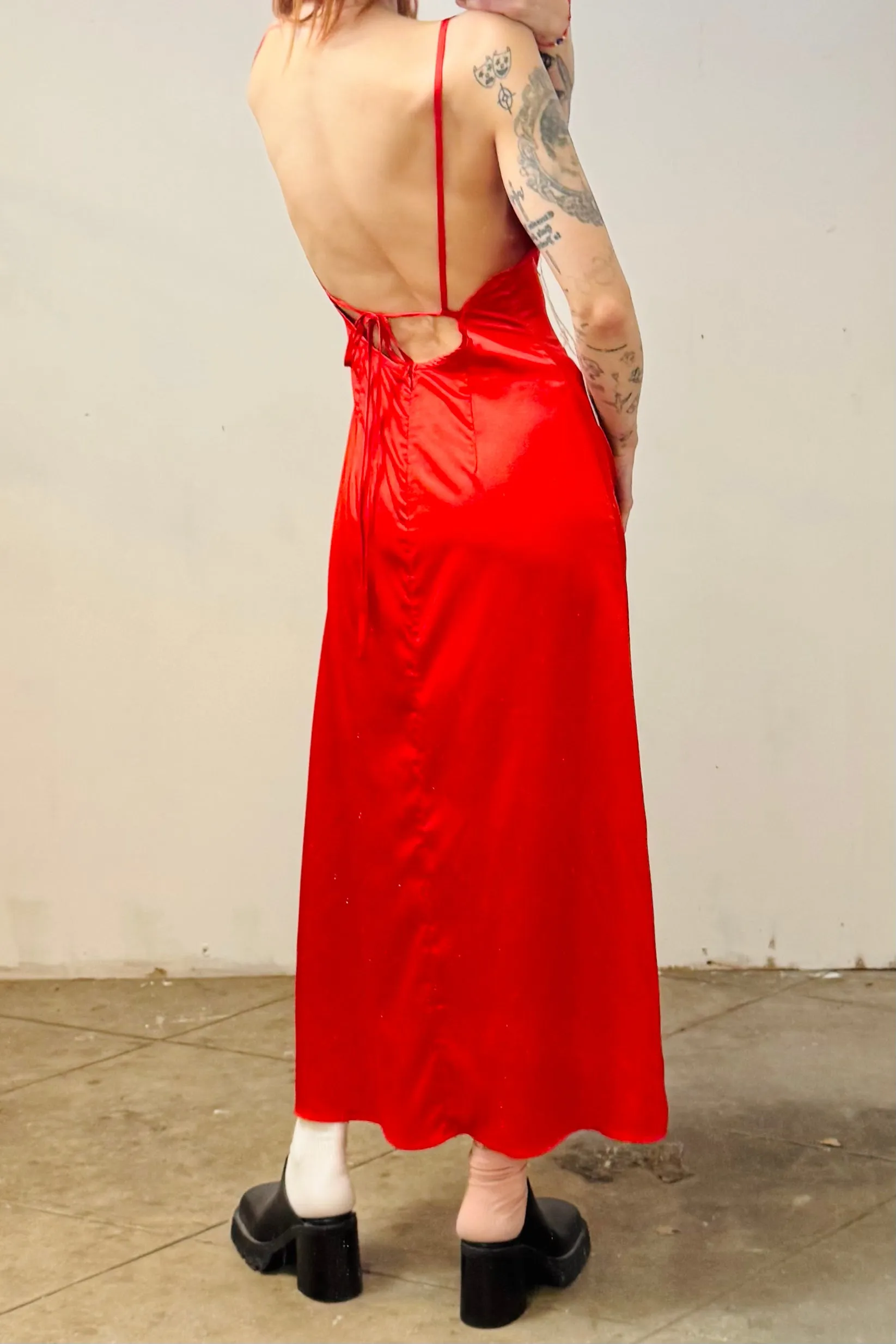 SAMPLE #165 - S Red Satin Maxi sold by Fashion Brand Company product image thumbnail 2