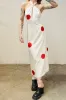 SAMPLE #166 - S White Polka Dot Satin Maxi sold by Fashion Brand Company