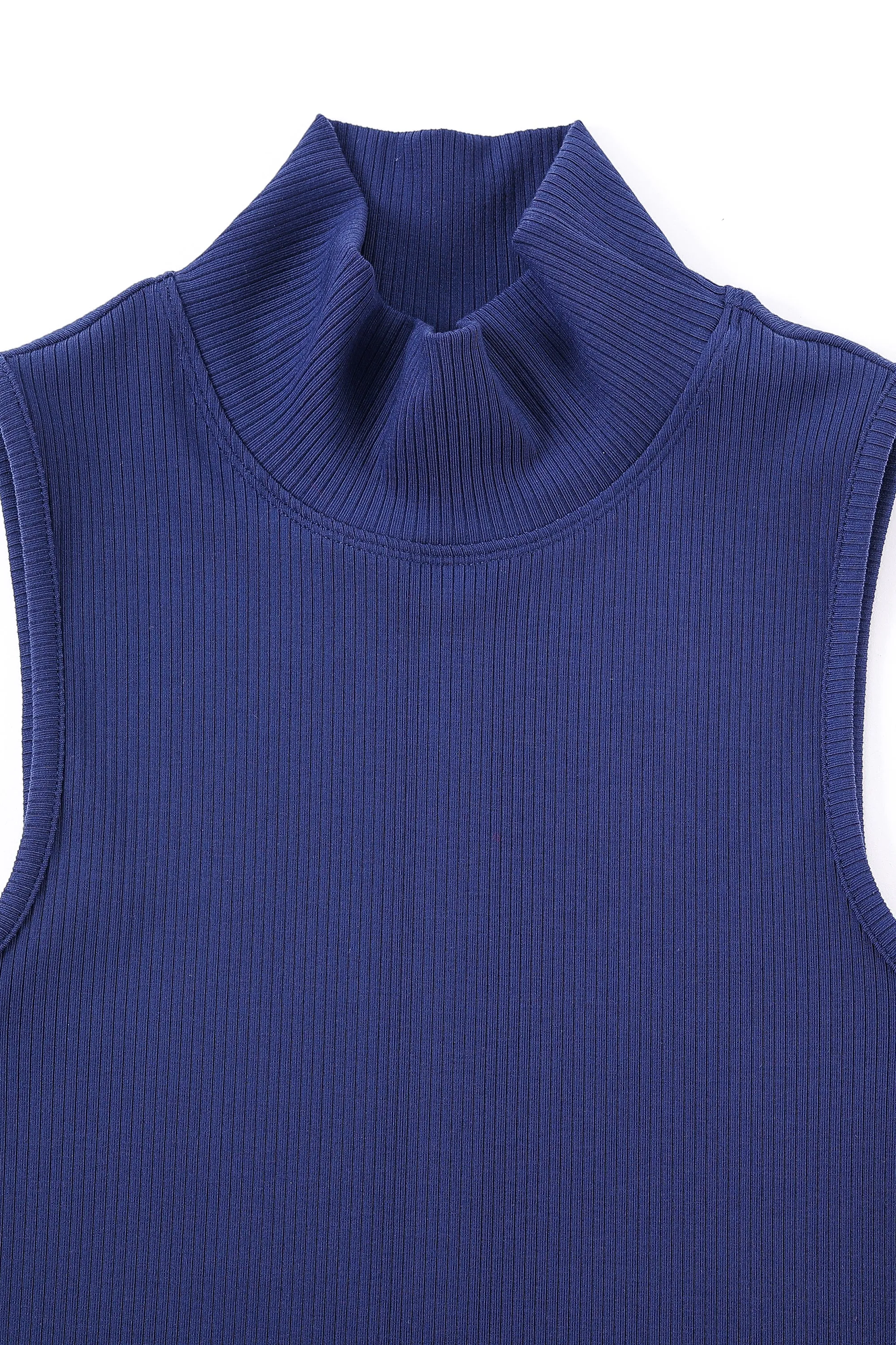 Mock Neck Tencel Rib Tank Navy sold by Fashion Brand Company product image thumbnail 4