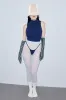 Mock Neck Tencel Rib Tank Navy sold by Fashion Brand Company